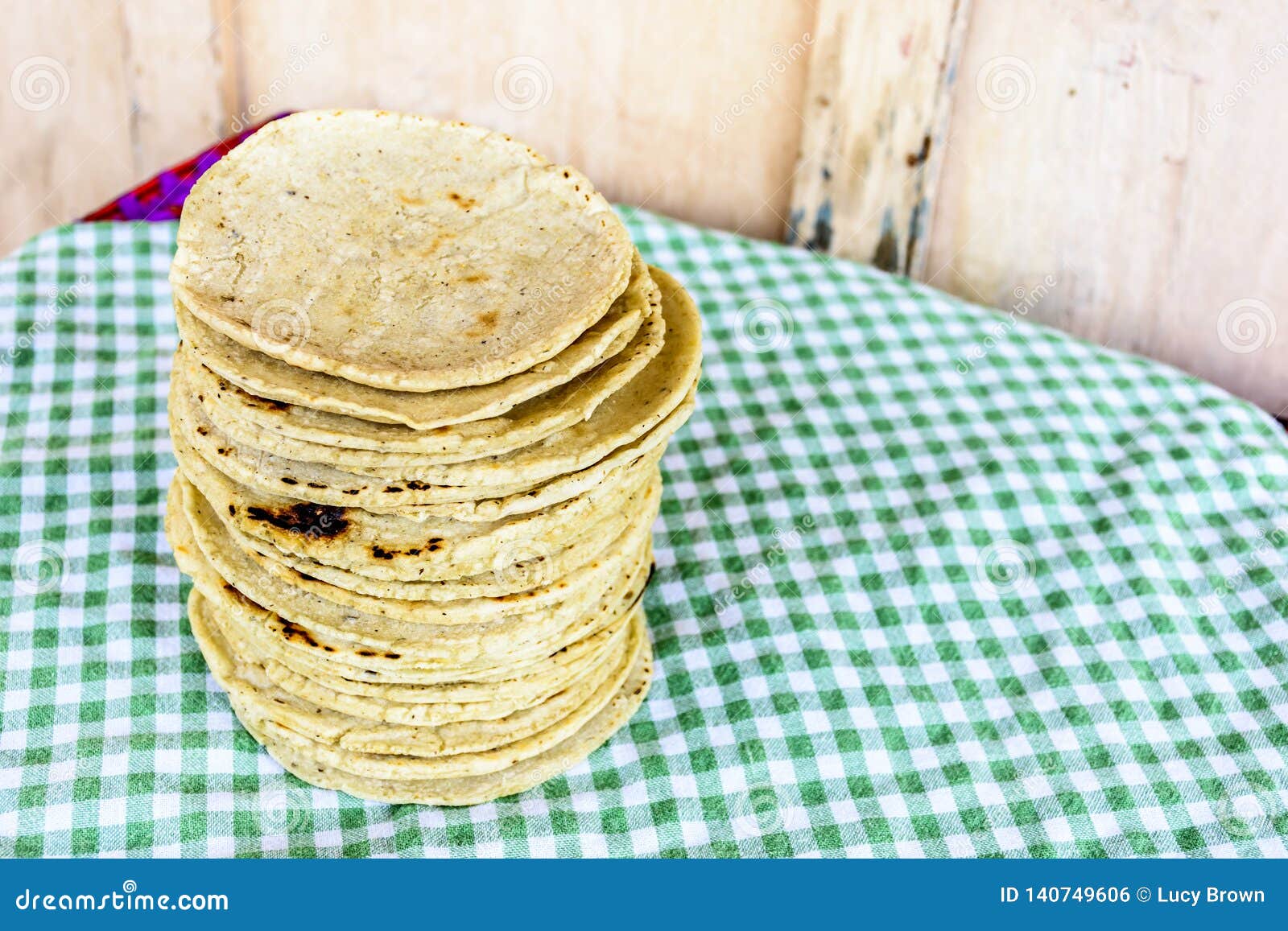 Stack of Traditional Handmade Guatemalan Corn Tortillas Stock Photo