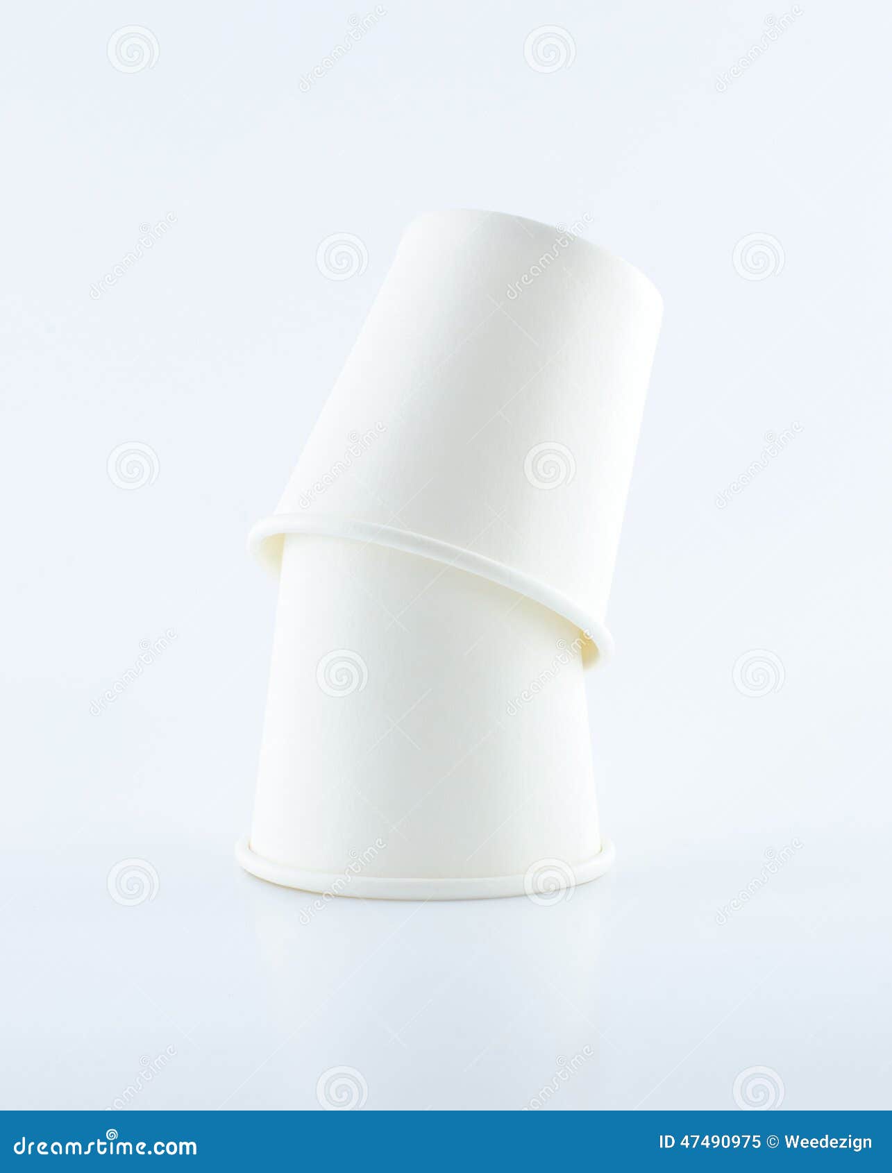 Stack of Two Paper Cups Upsidedown on White Background Stock Image