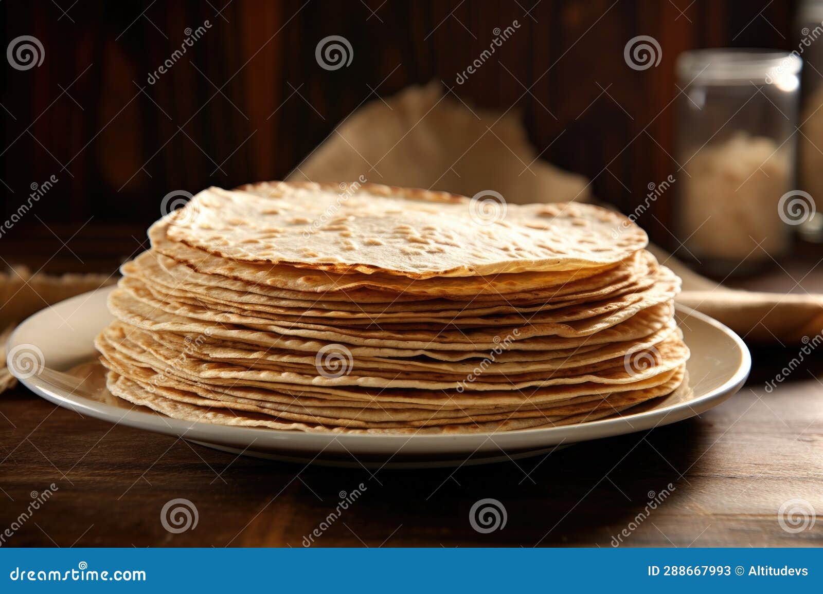 Stack of Uncooked Tortillas on a Plate Stock Image Image of