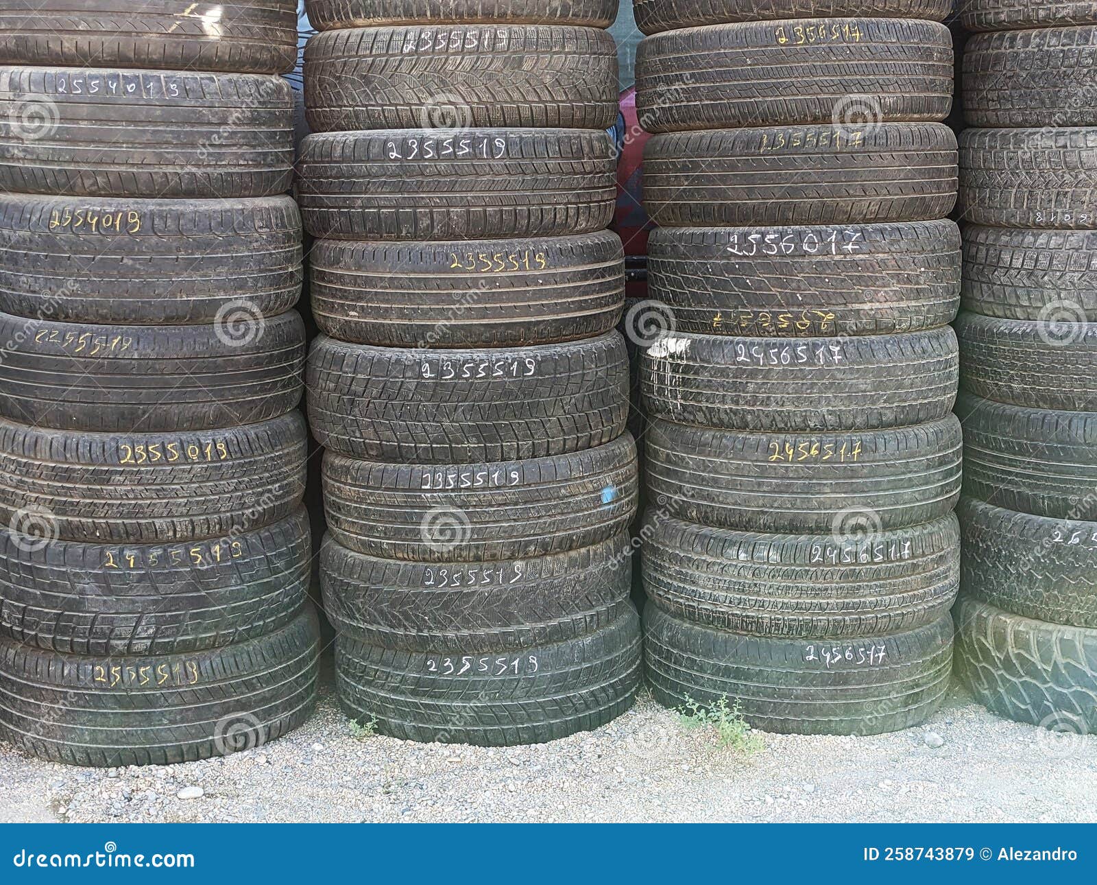 Stack of used car tires stock image. Image of heap, tire 258743879