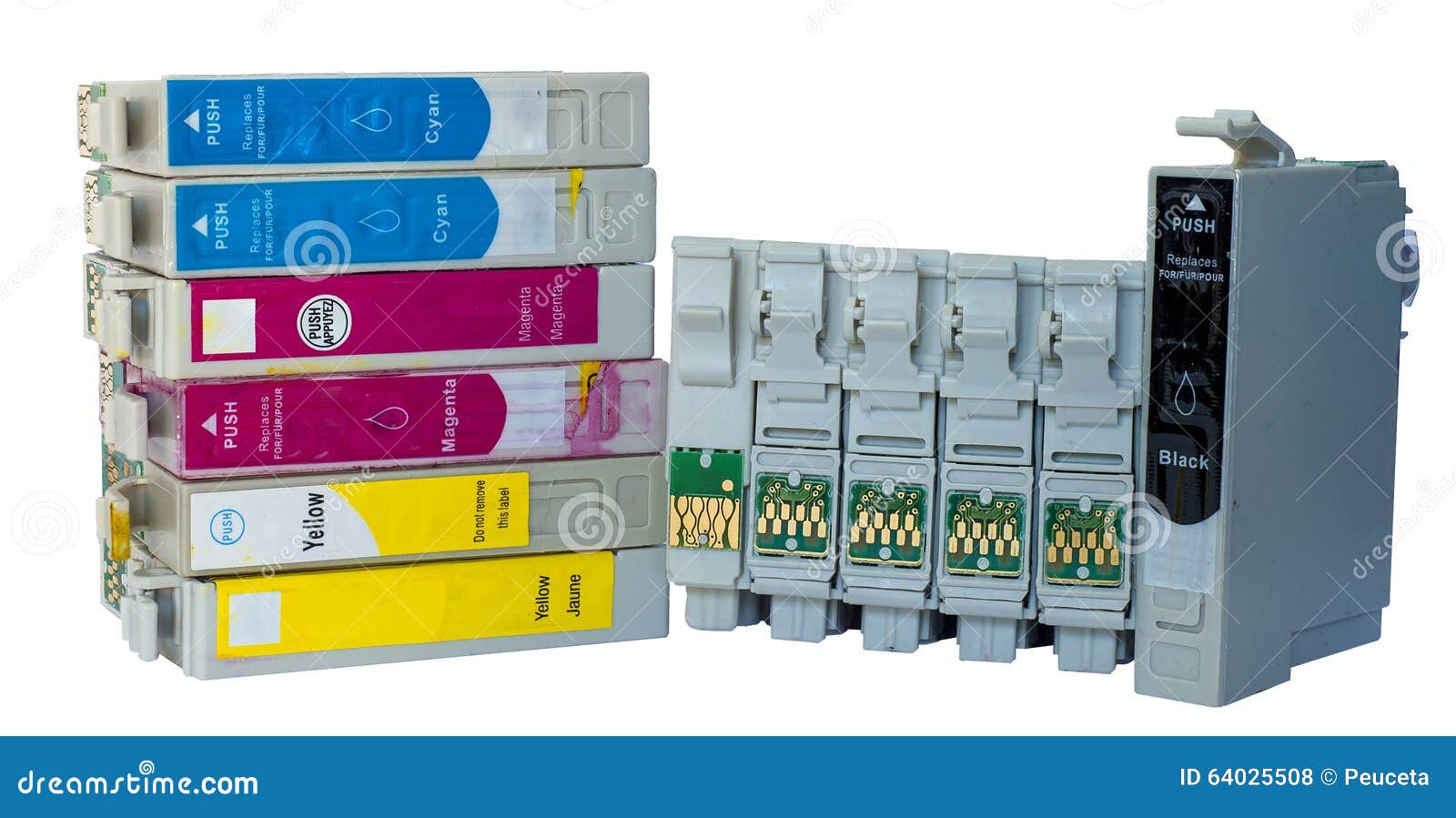 Stack of Used Ink Colored Cartridges Stock Photo Image of background