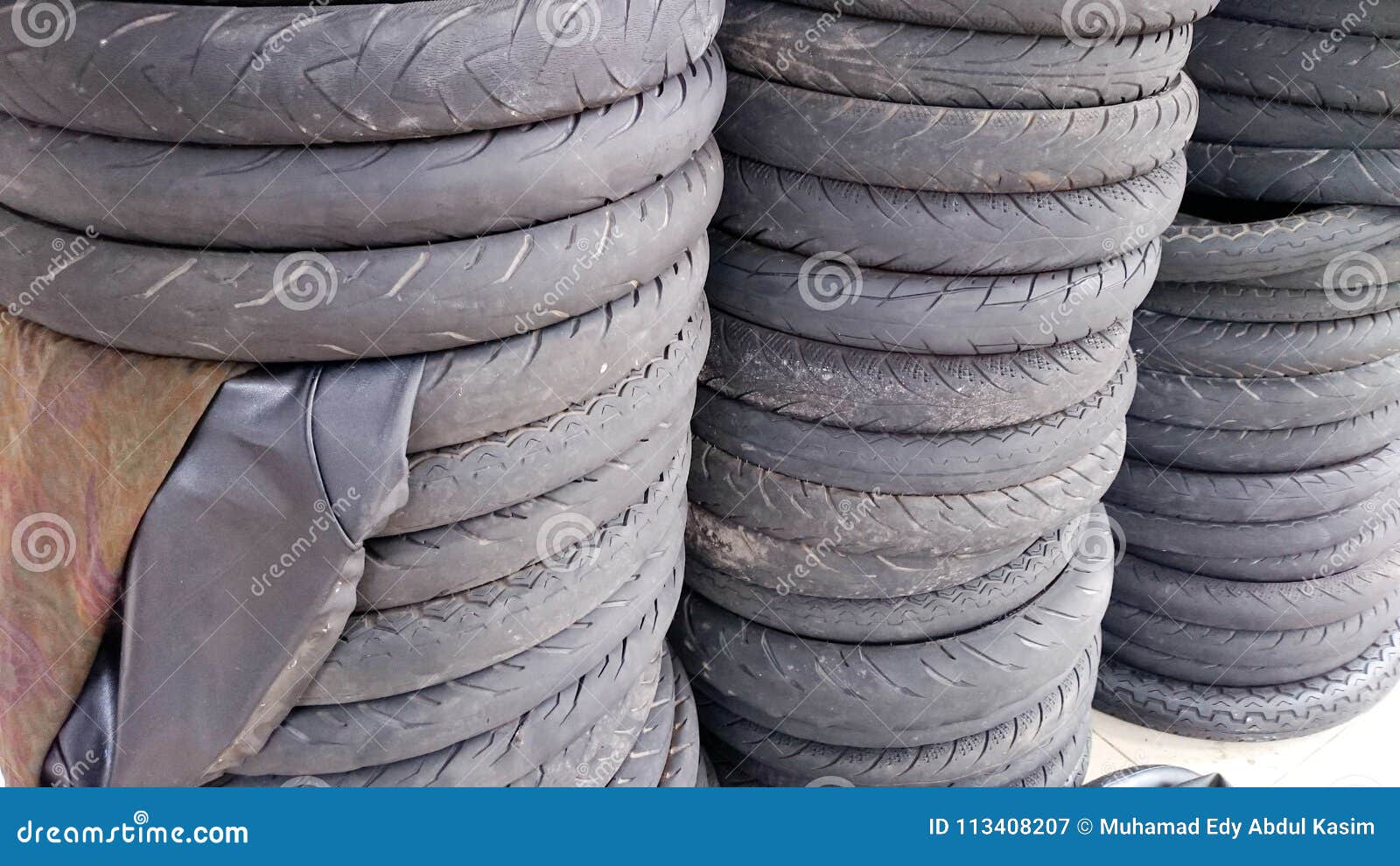 A Stack of Used Motorcycle Tyre Stock Image Image of auto, careless