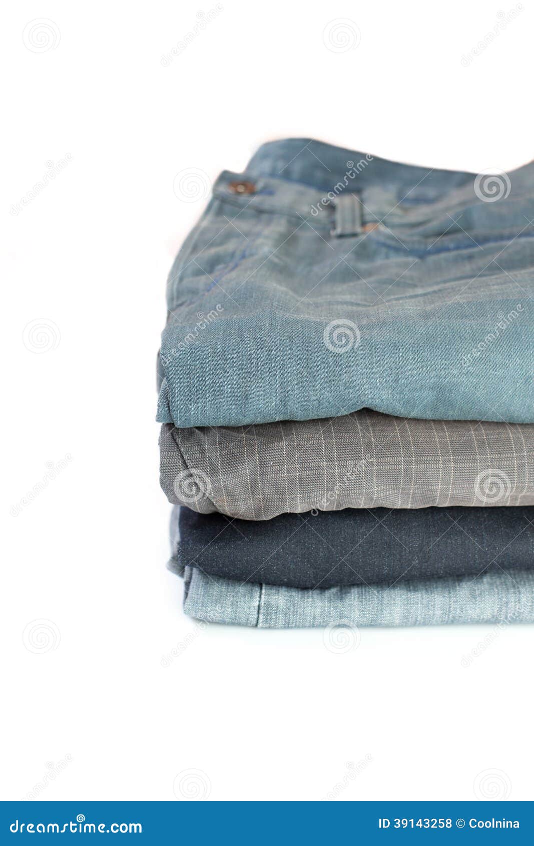 Stack of Verious Denim Clothes Isolated Stock Photo - Image of ...