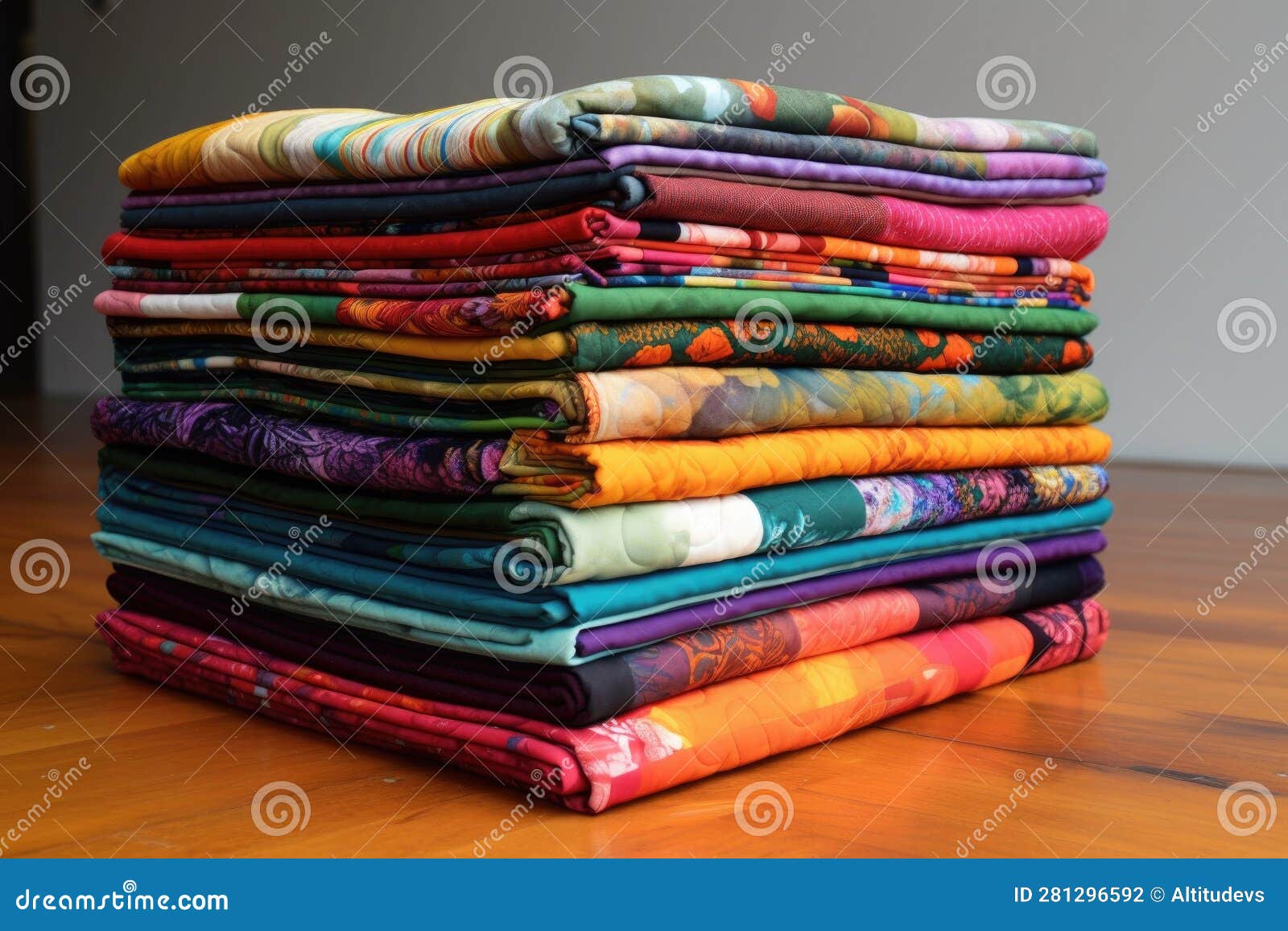 Stack of Vibrant Quilts Folded Neatly Stock Illustration Illustration
