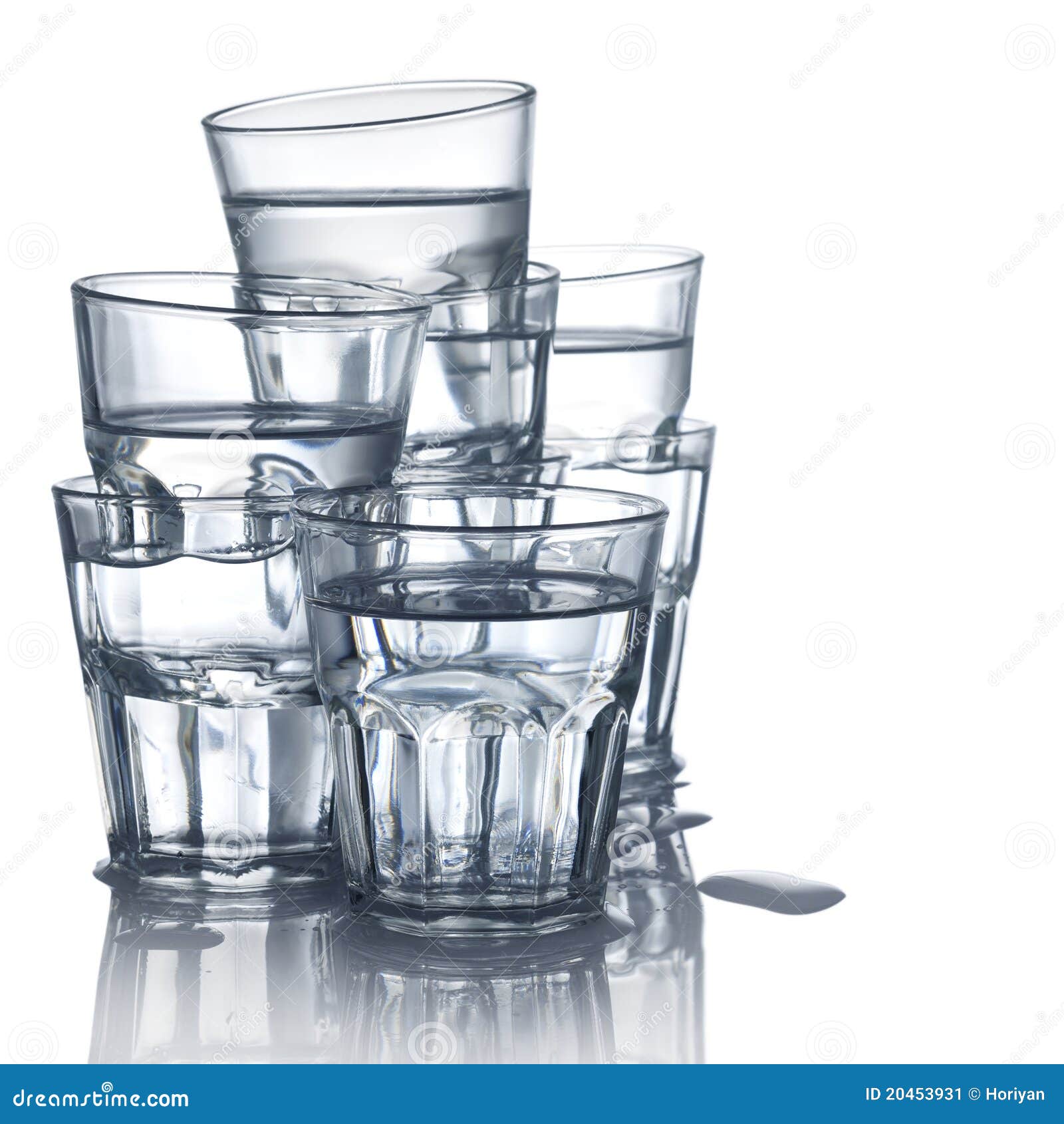 Stack of water glasses stock image. Image of mineral 20453931