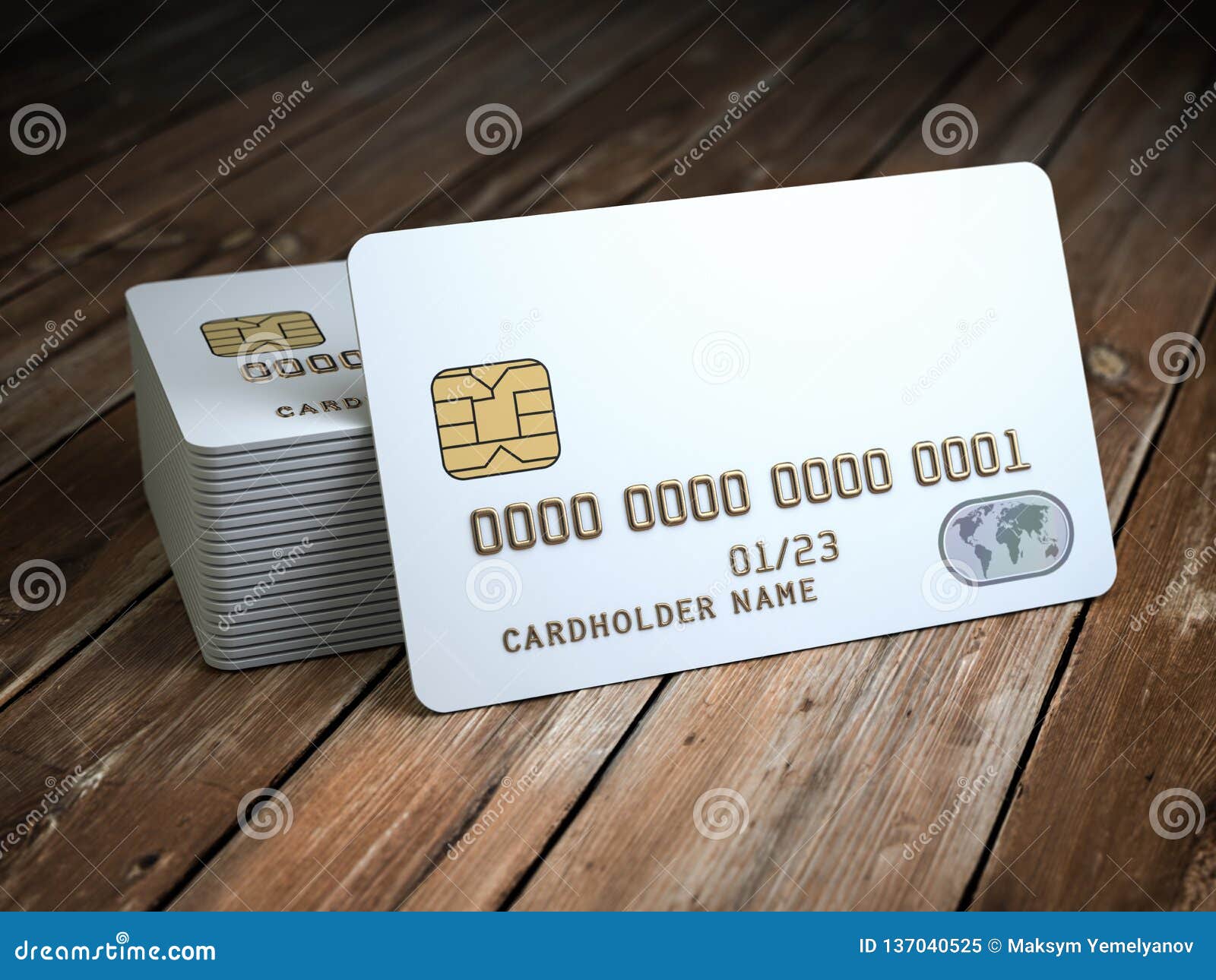 Blank Credit Or Smart Cards With Emv Chip On Dark Background And E