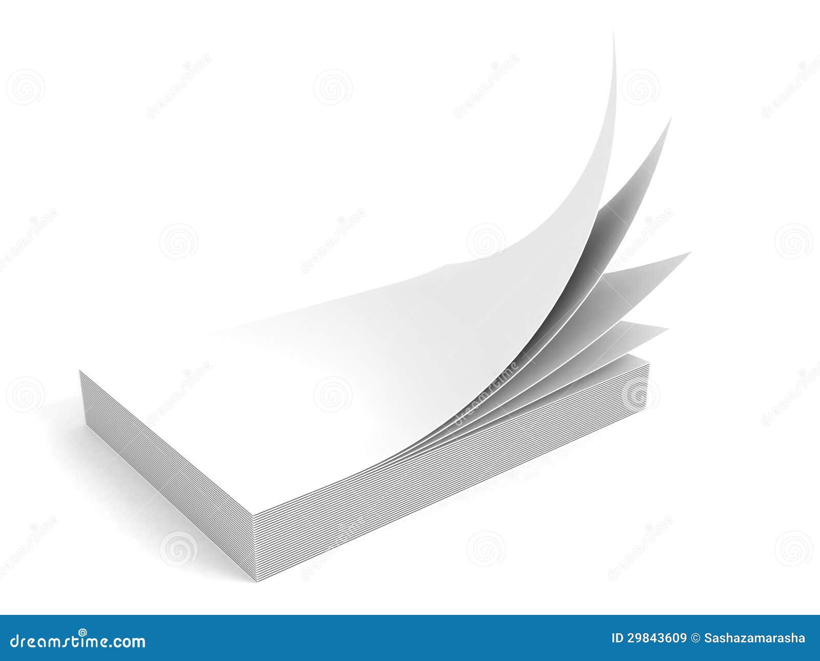 Stack of White Office Paper on White Background Stock Illustration