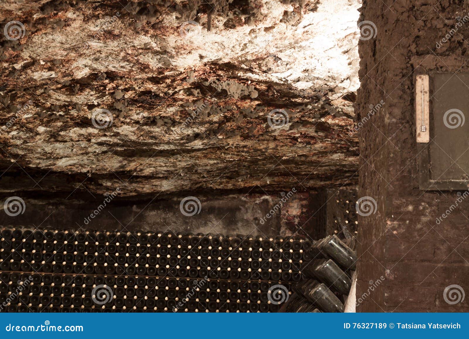 Stack of Wine Bottles in Underground in Winery Stock Image Image of