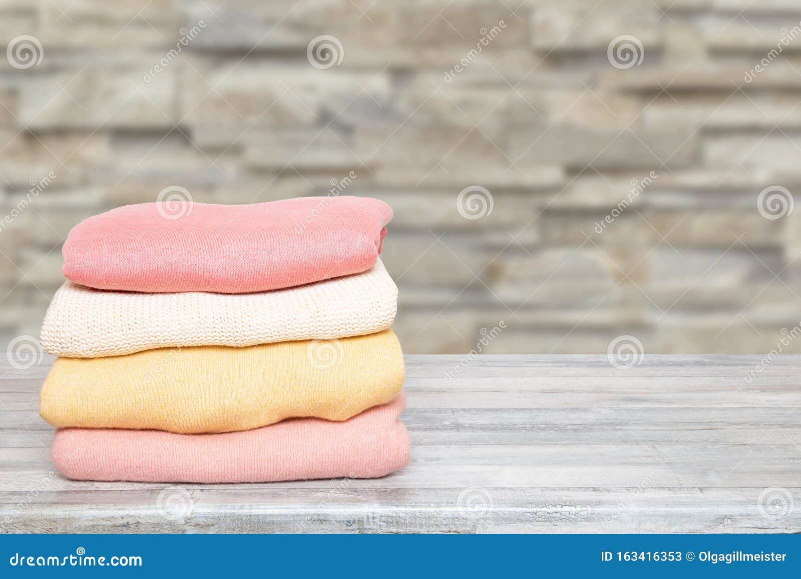 Stack of Winter Clothes. Pile of Colorful Knitted Cozy Warm Cashmere ...