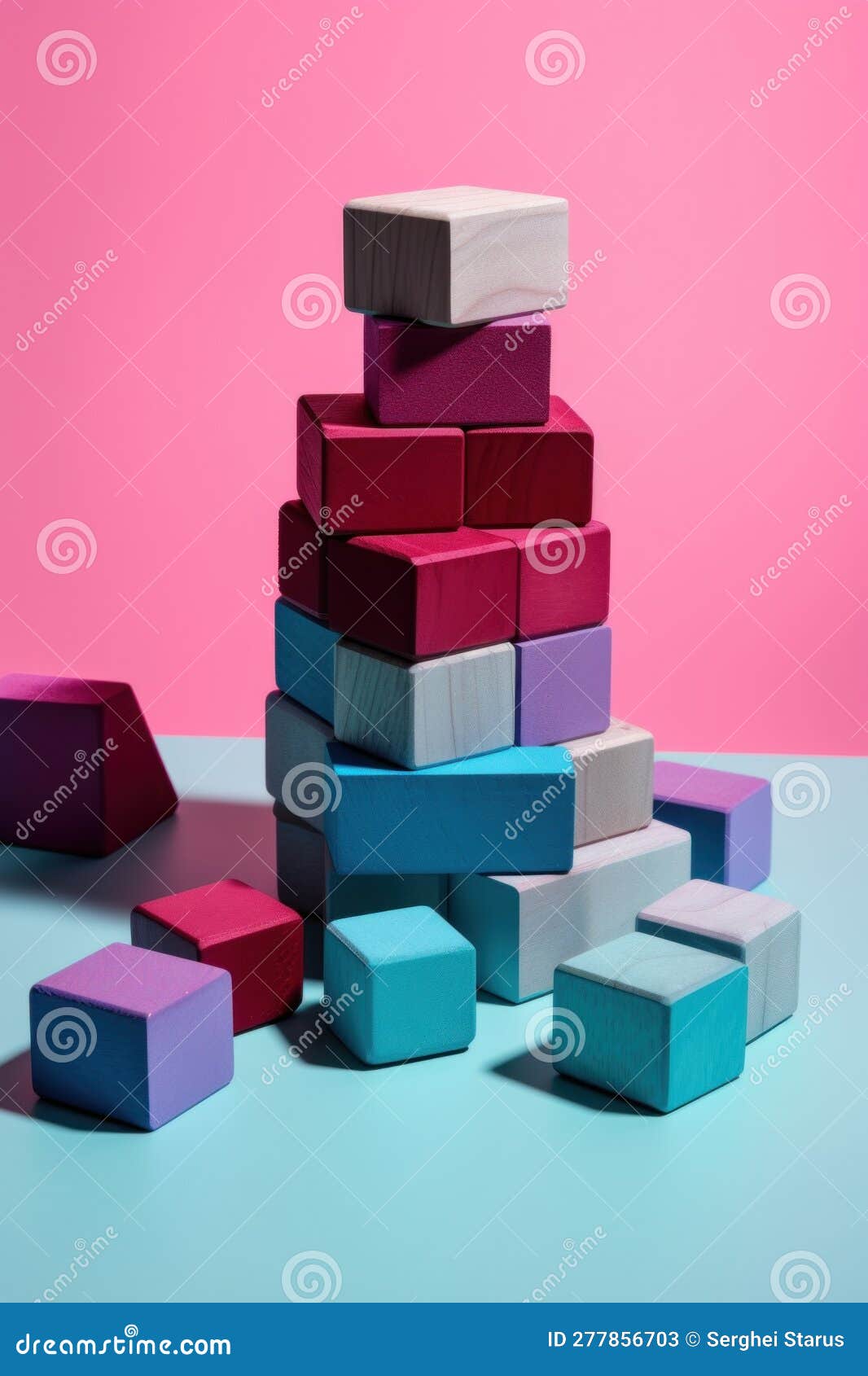 A Stack of Wooden Blocks Sitting on Top of a Table. Generative AI Image