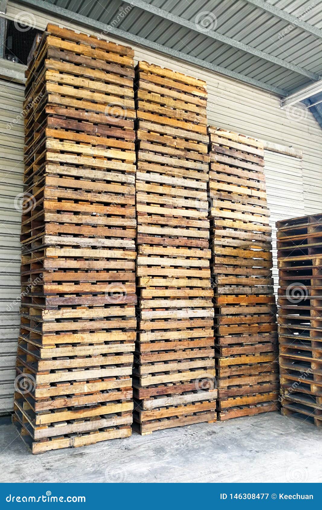 Stack Of Wooden Pallets At Warehouse. Transportation ...