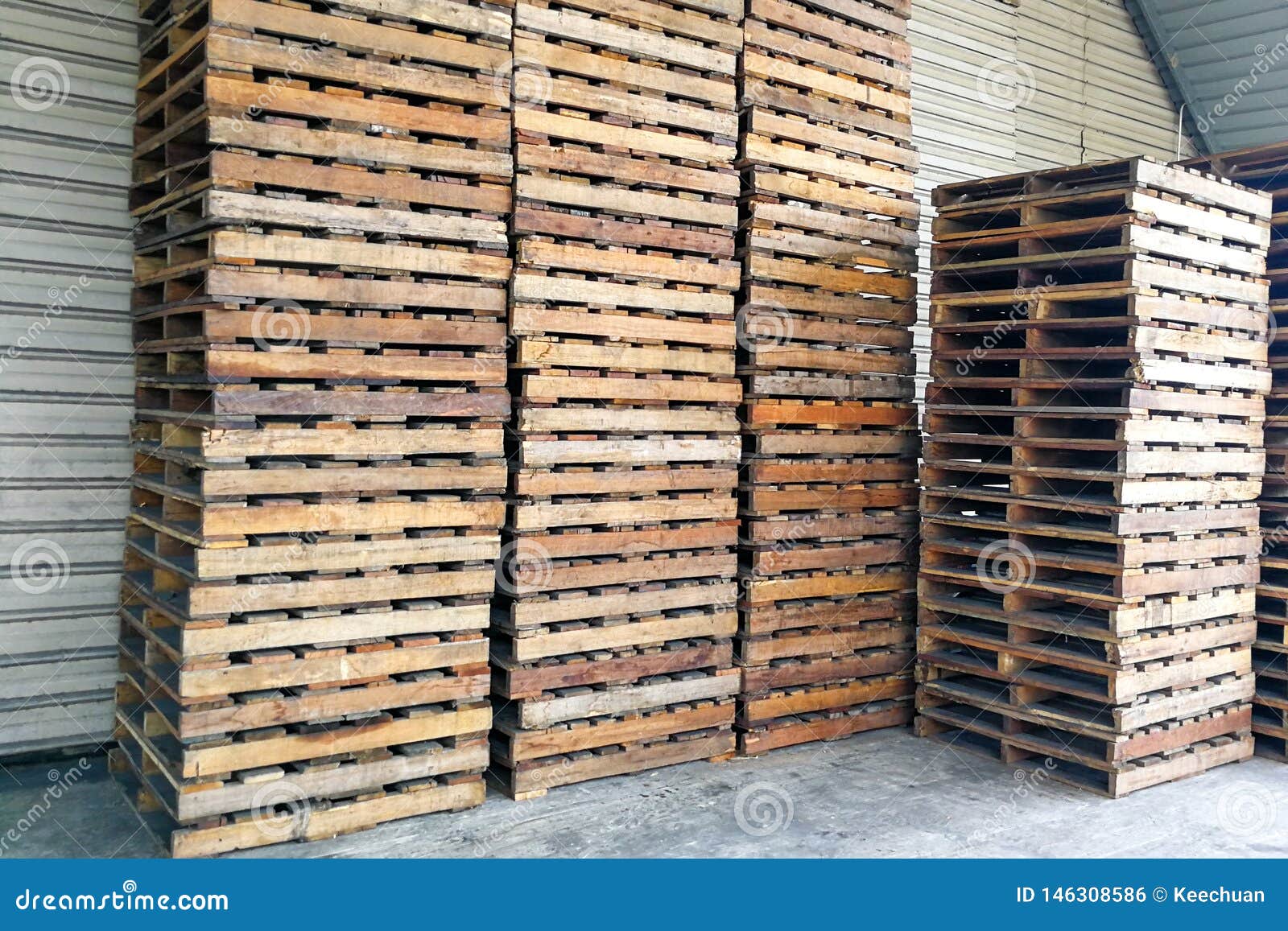 Stack Of Wooden Pallets At Warehouse. Transportation ...