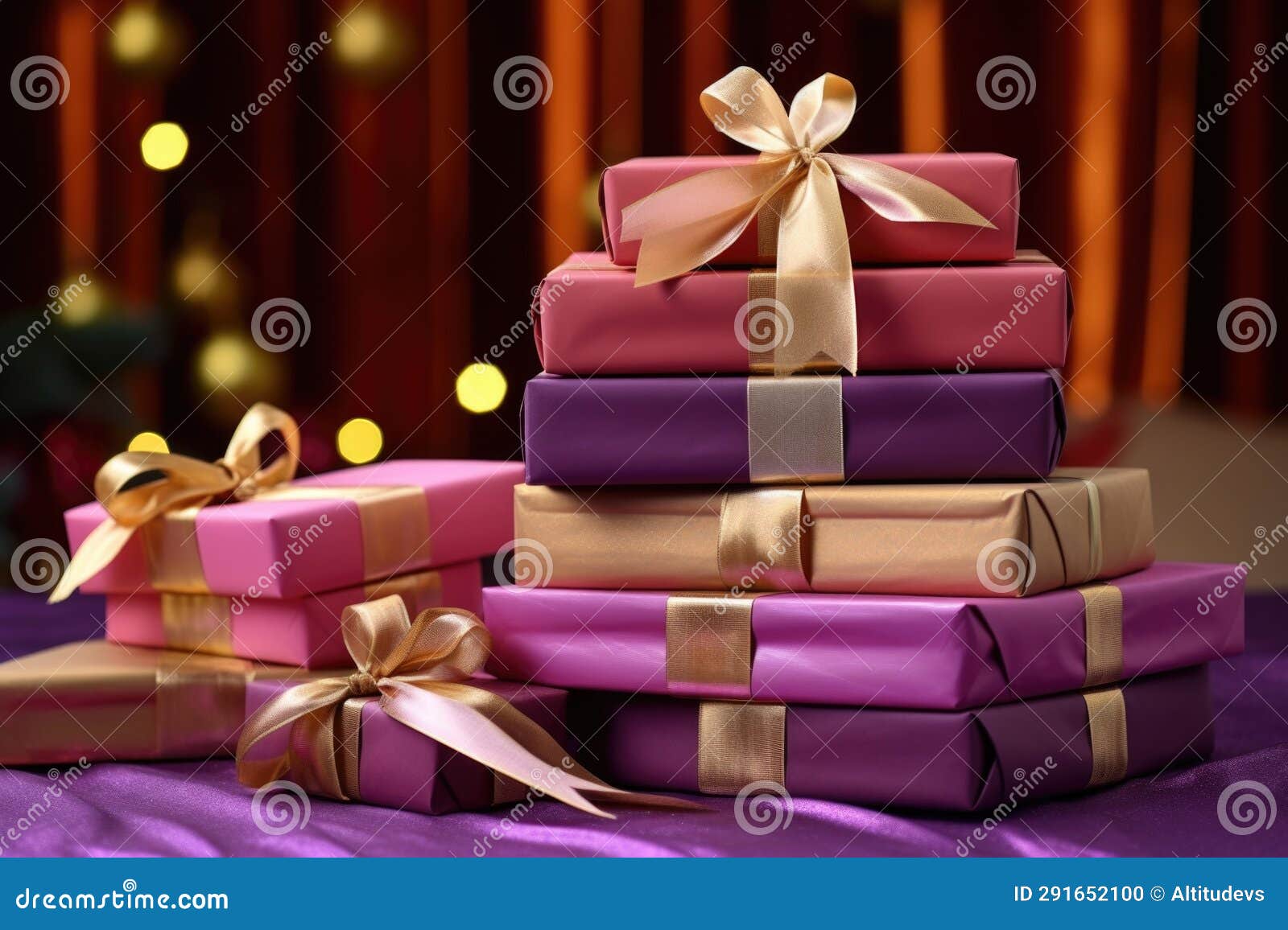 Stack of Wrapped Gift Boxes with Clearance Sale Tags Stock Photo Image of wrapped, generative