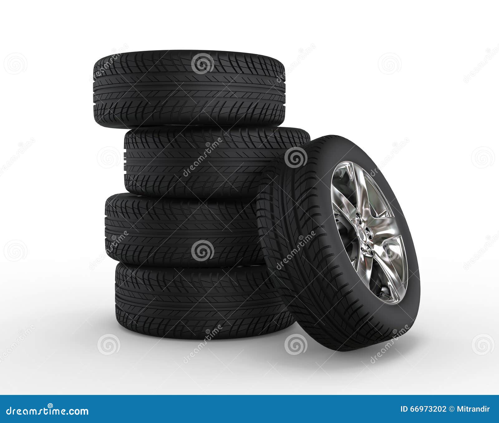 stacked car wheels and tires