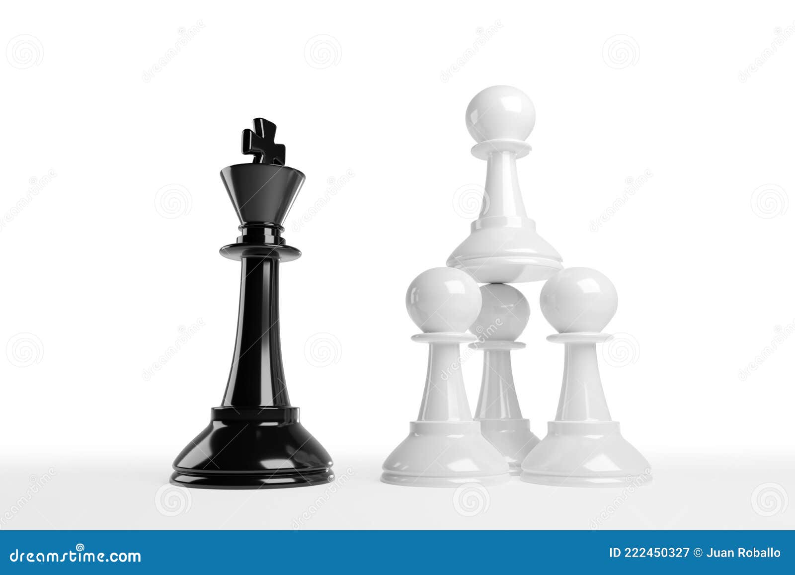 Stacked Chess Pawns Face a King. Work Team Concept Stock Illustration ...