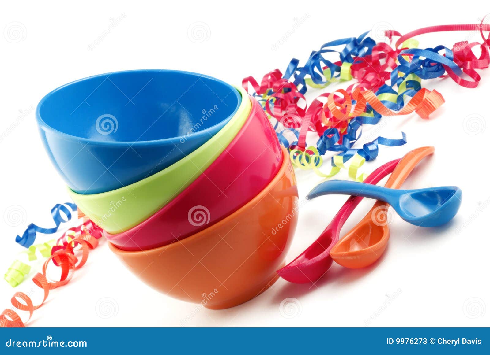 Stacked Colored Plastic Party Bowls Stock Image Image of dish, curly