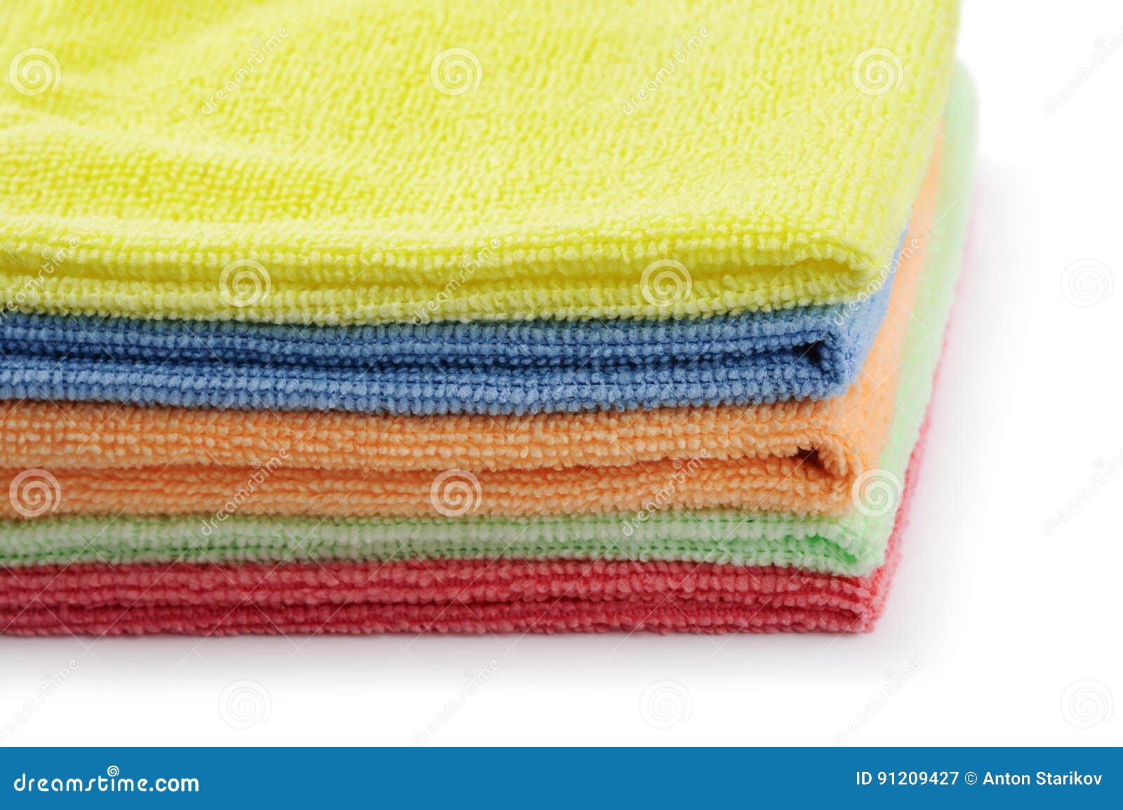 stacked colorful microfiber cloths