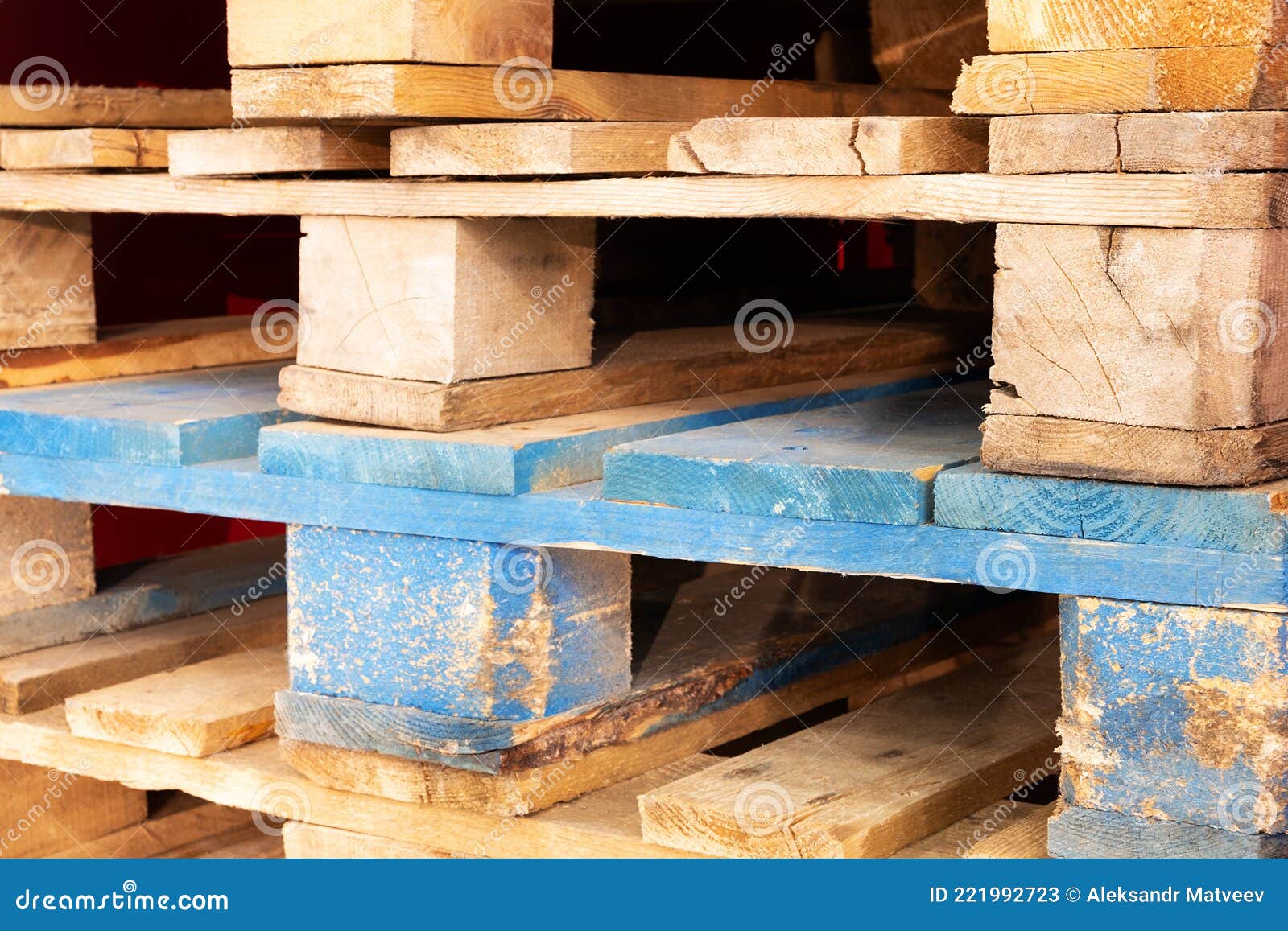 Stacked Euro Pallets, Logistics Delivery Concept Background Stock Image