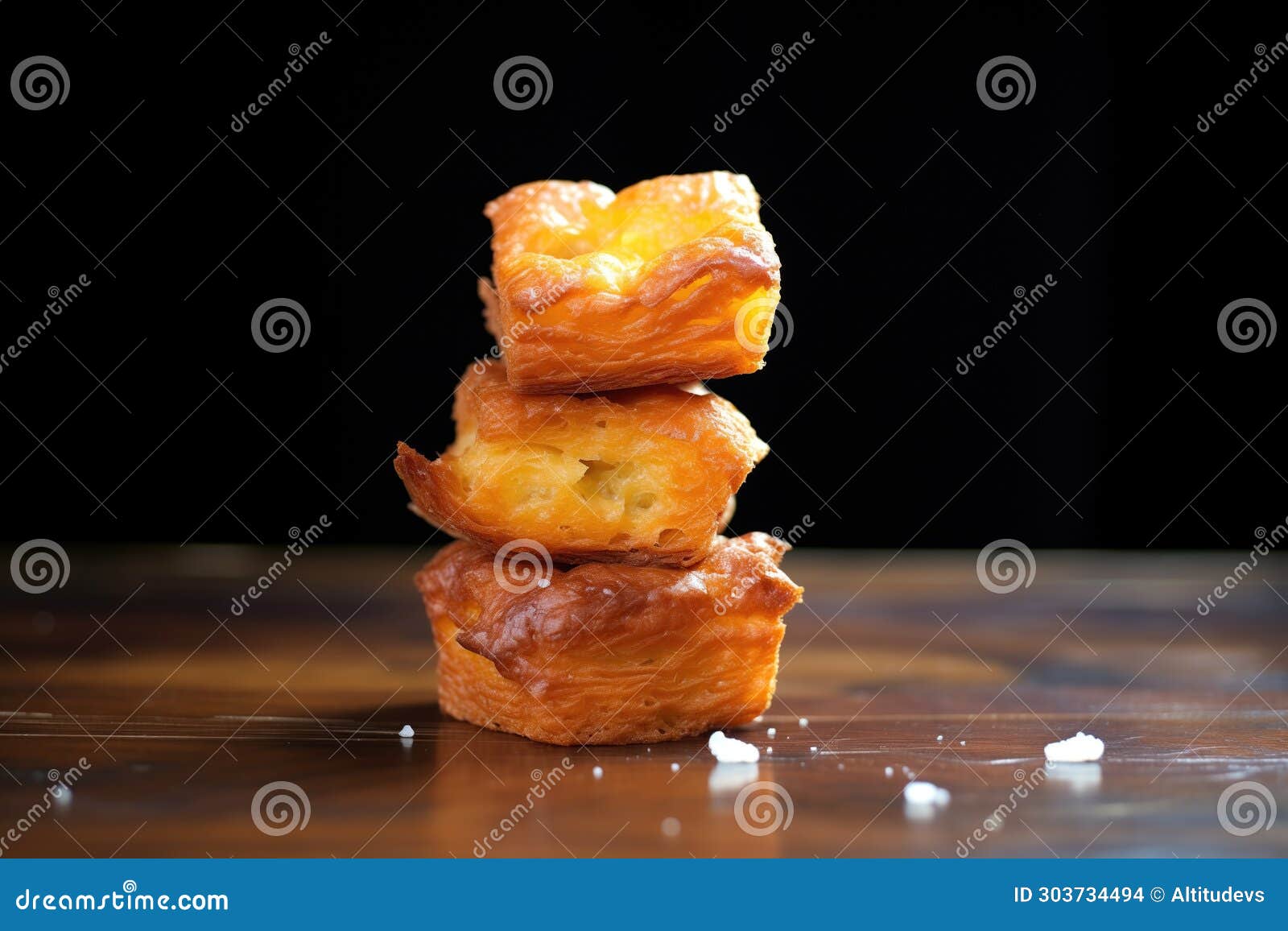 stacked kouign-amann with melting sugar