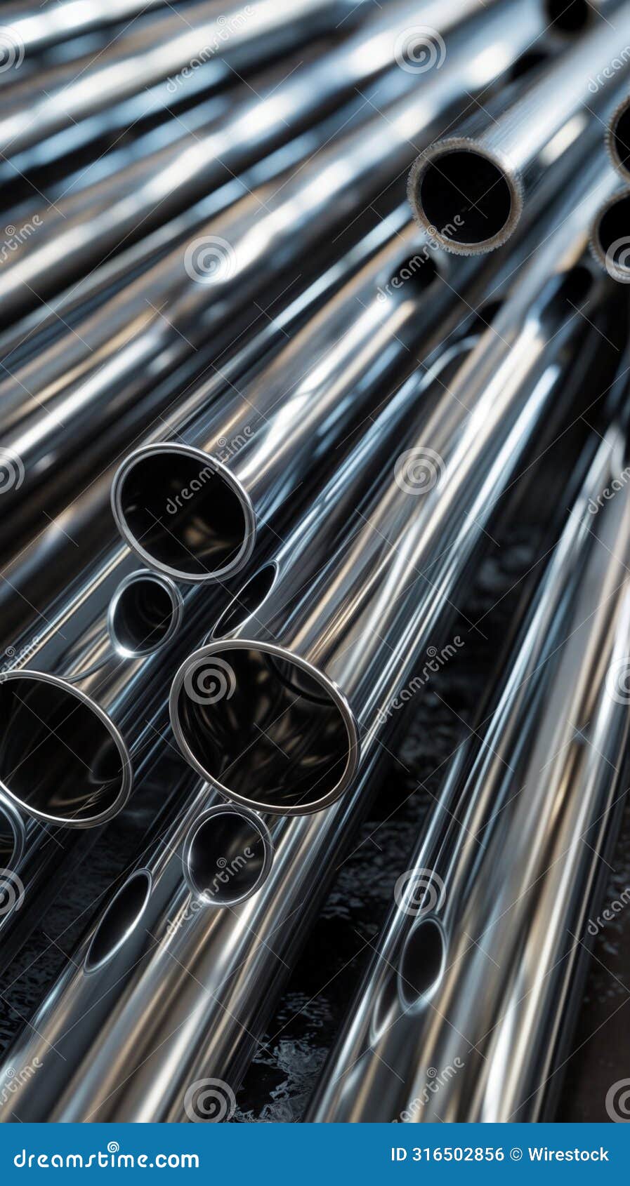 Stacked Metal Pipes in a Pile, AI-generated. Stock Illustration ...