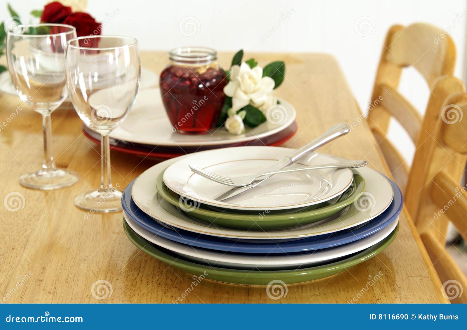 Stacked Plates stock photo. Image of knife, silverware 8116690