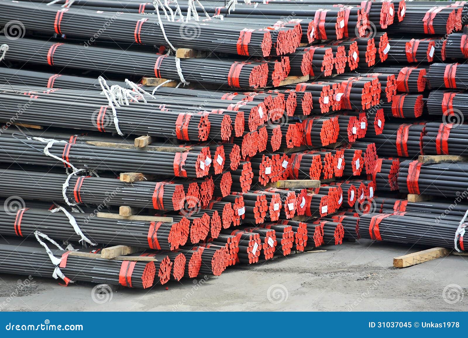Stacked PVC and steel pipe stock image. Image of drainage 31037045