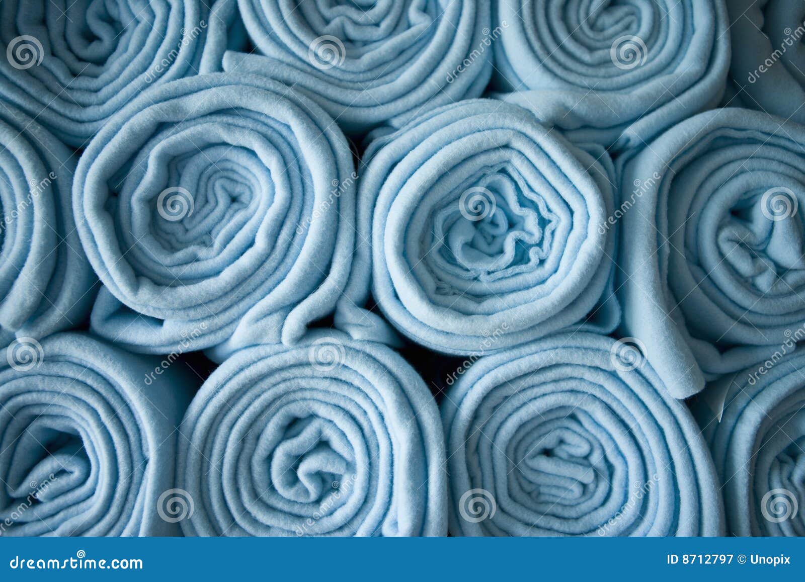 Stacked Rolled Blue Blankets Stock Image Image of cotton, rolled 8712797