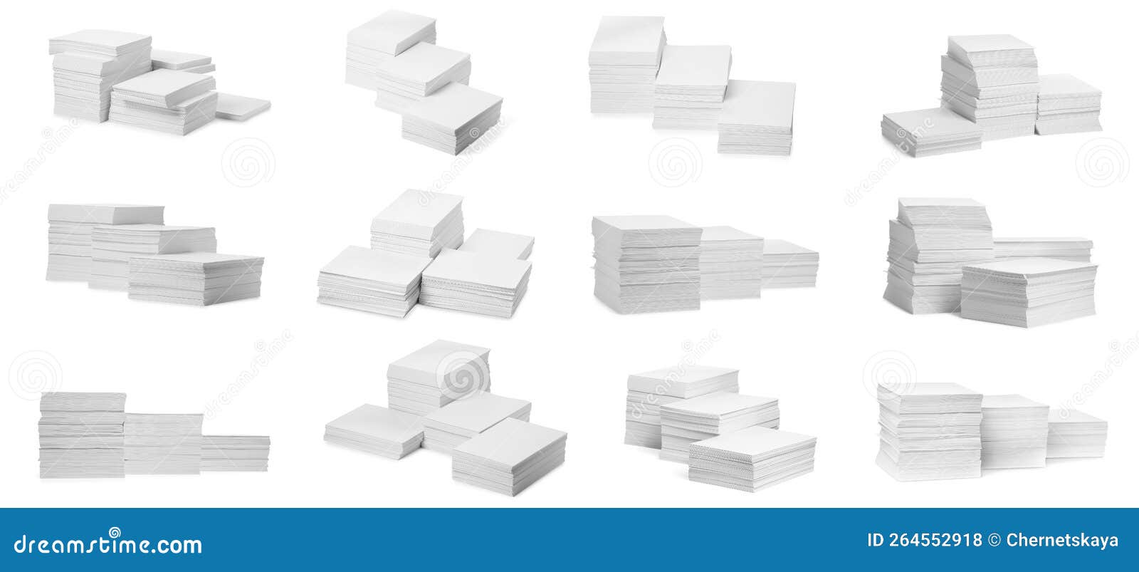 Stacked Sheets of Paper on White Background, Banner Design Stock Photo