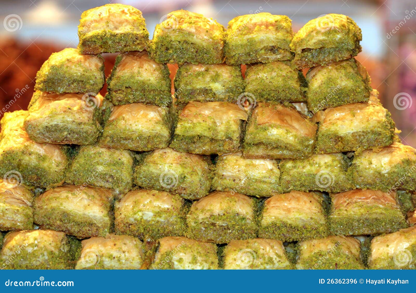 stacked turkish sweet baklava