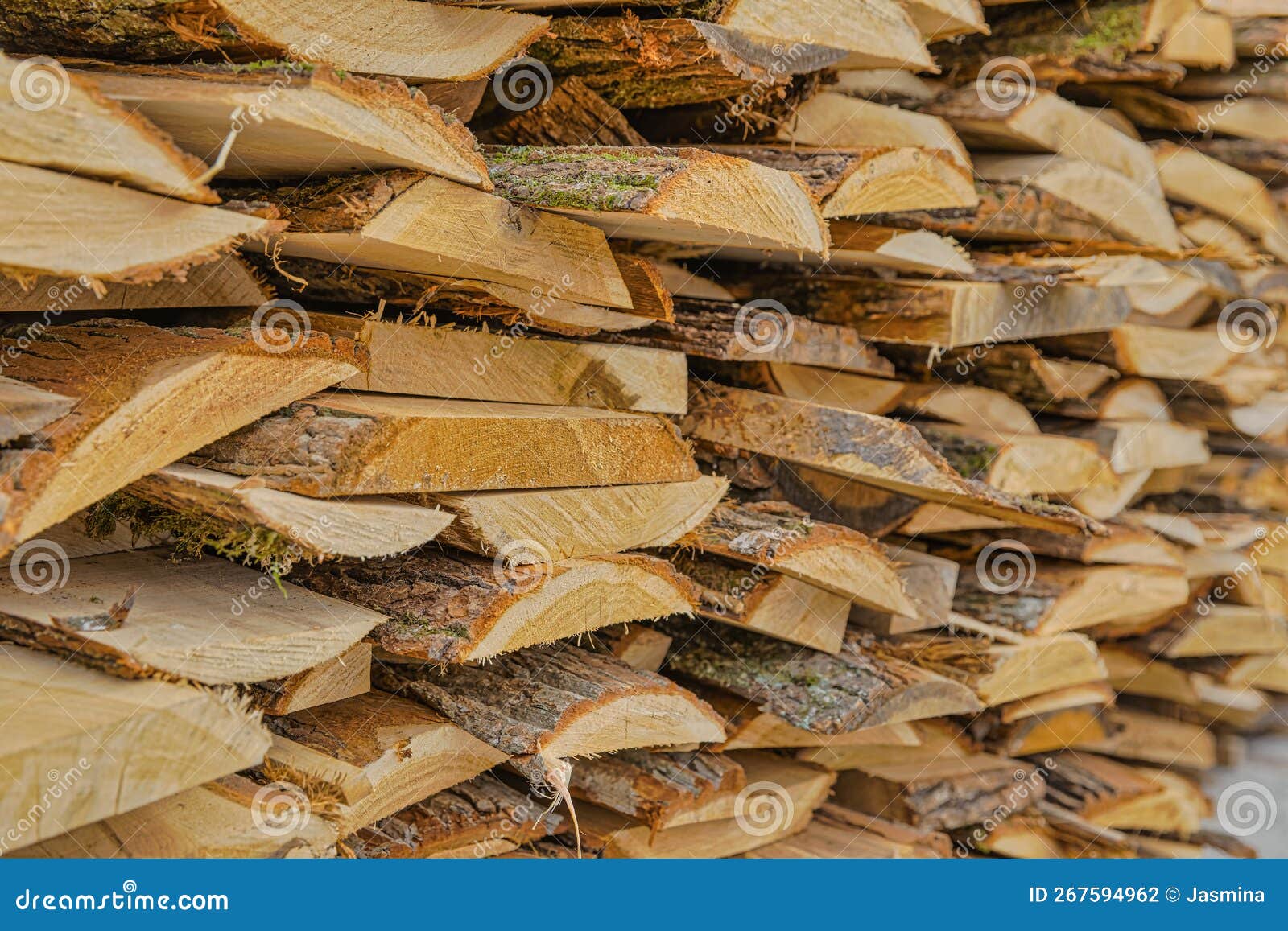 Stacked Wood in the Sawmill Close Up Stock Photo Image of background, industry 267594962