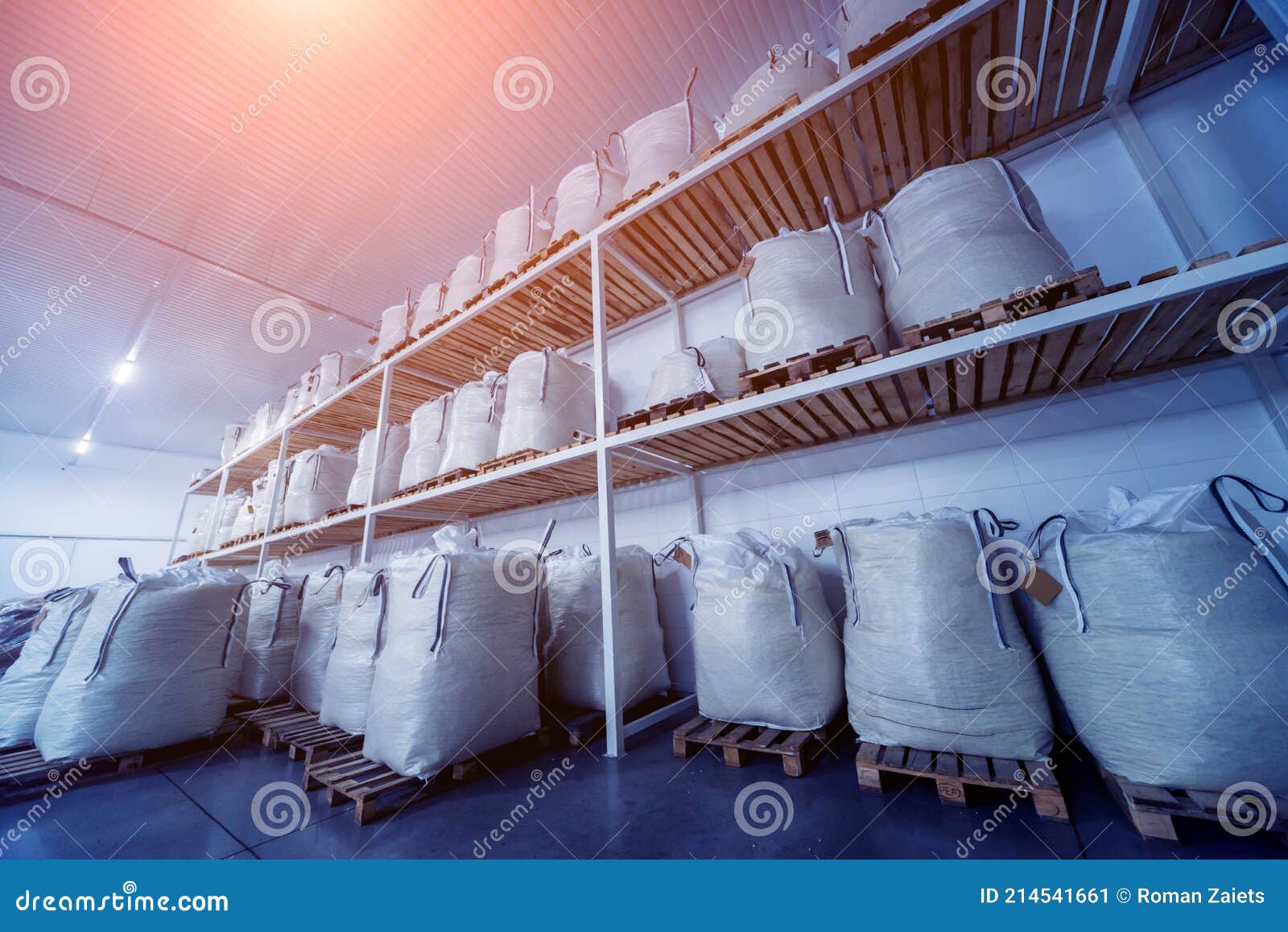 Stacking of Wheat Bags in the Modern Warehouse Stock Image Image of