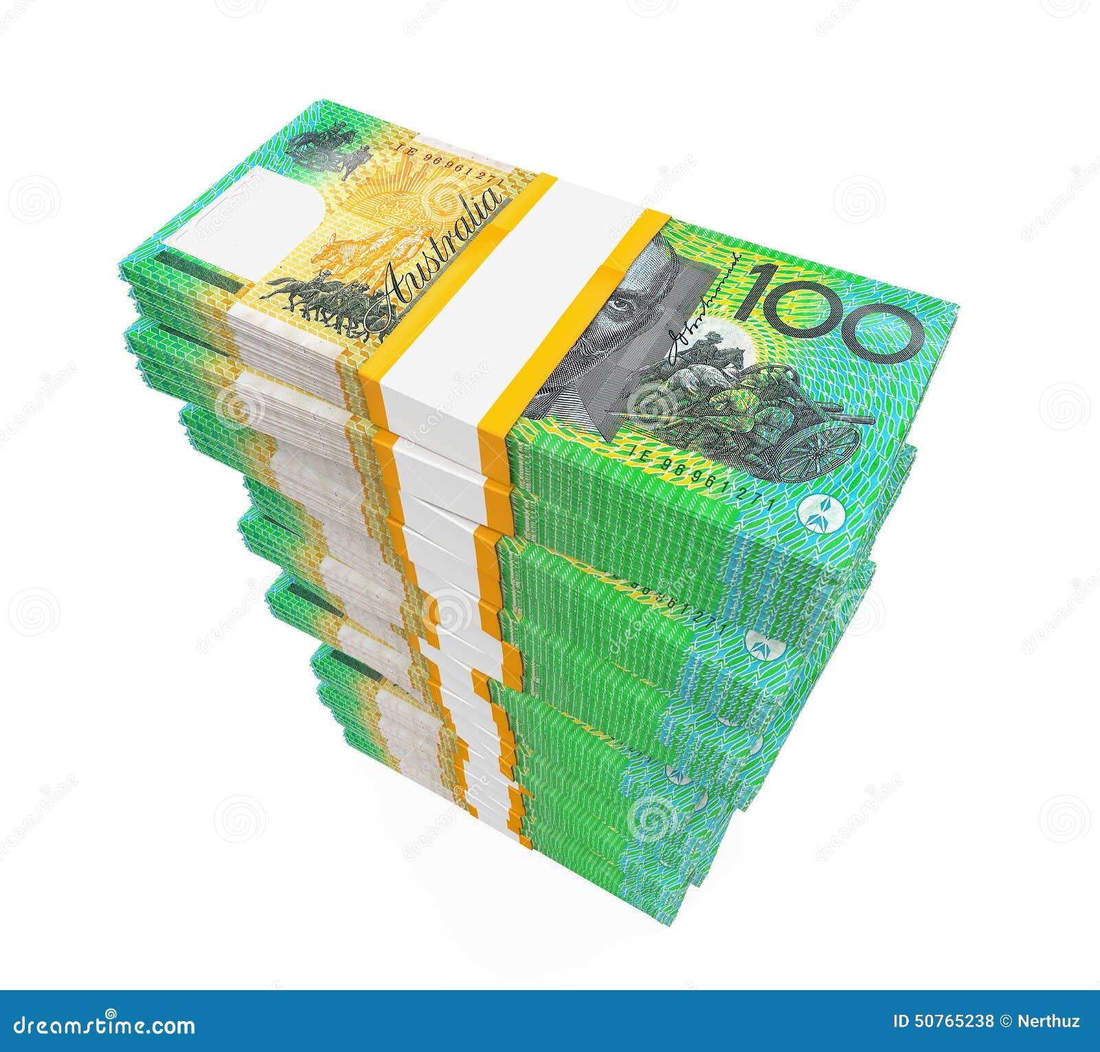 Stacks of 100 Australian Dollar Banknotes Stock Illustration - Illustration paper, economics: 50765238