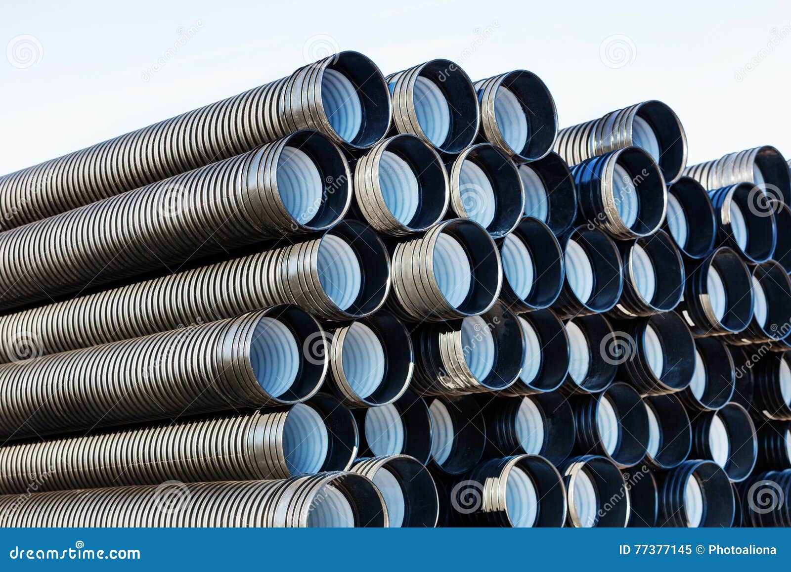 Stacks of Black Pvc Plastic Pipe Outdoors Stock Image Image of