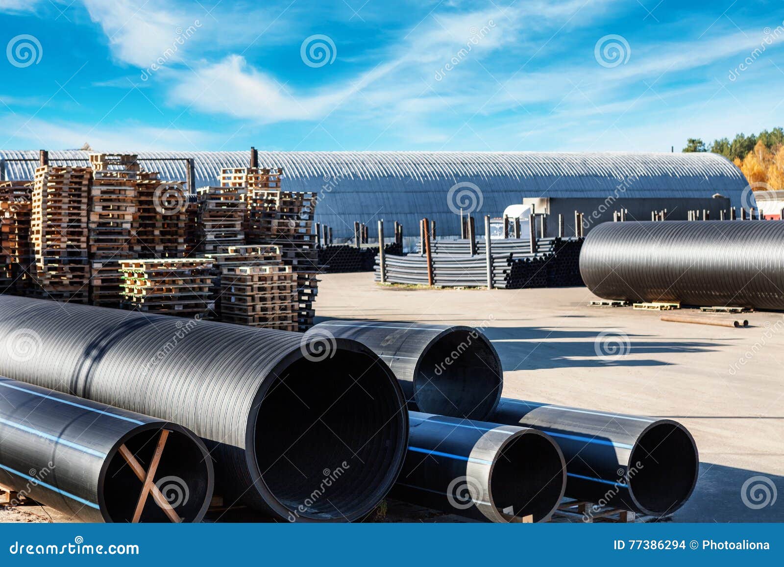 Stacks of Black Pvc Plastic Pipe Outdoors Stock Photo Image of