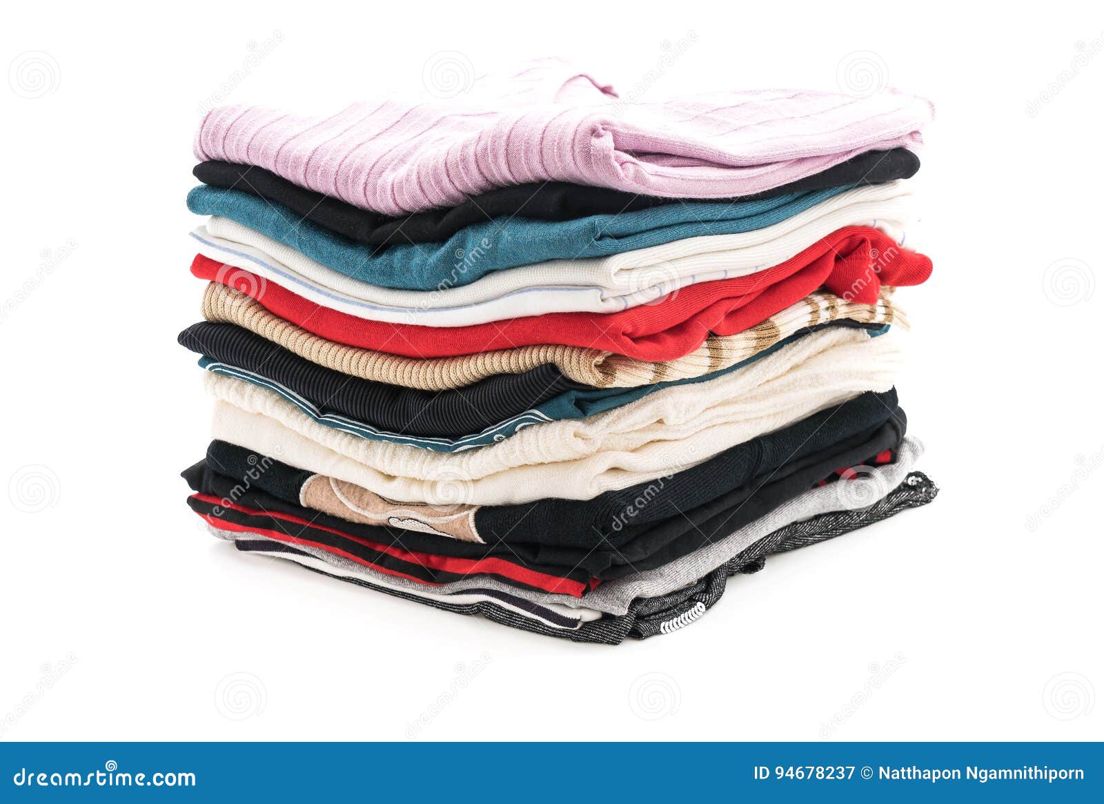 Stacks of Clothing on White Stock Image - Image of cotton, color: 94678237