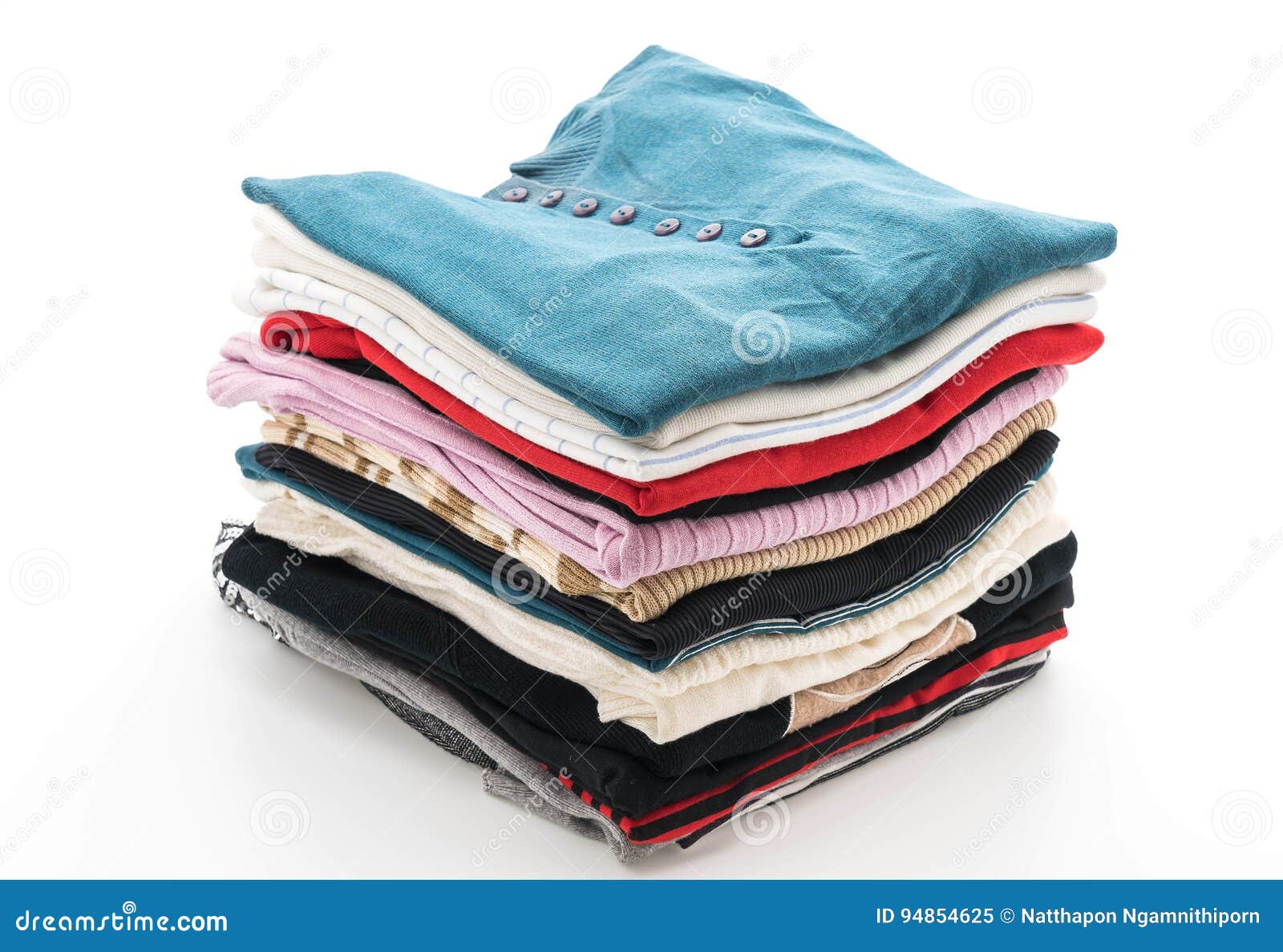 Stacks of Clothing on White Stock Image - Image of sweater, pile: 94854625