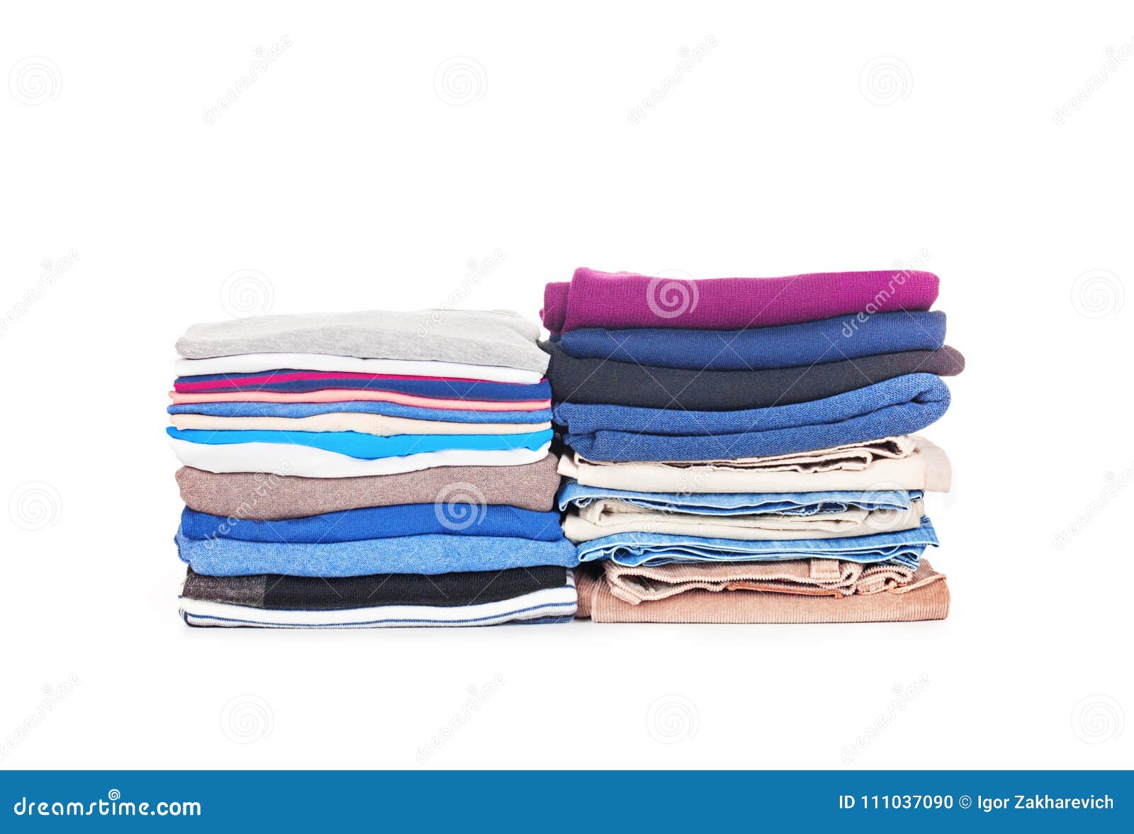 Stacks of Colored Clothes Isolated Stock Photo - Image of dirty, group ...