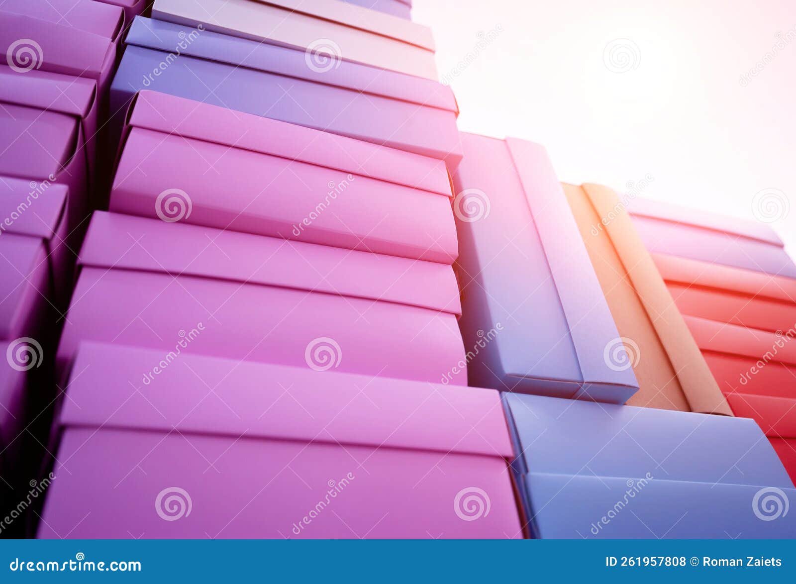 Stacks of Colour Cardboard Boxes in the Gift Shop Stock Photo Image
