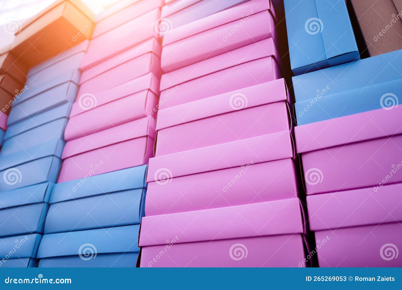 Stacks of Colour Cardboard Boxes in the Gift Shop Stock Image Image