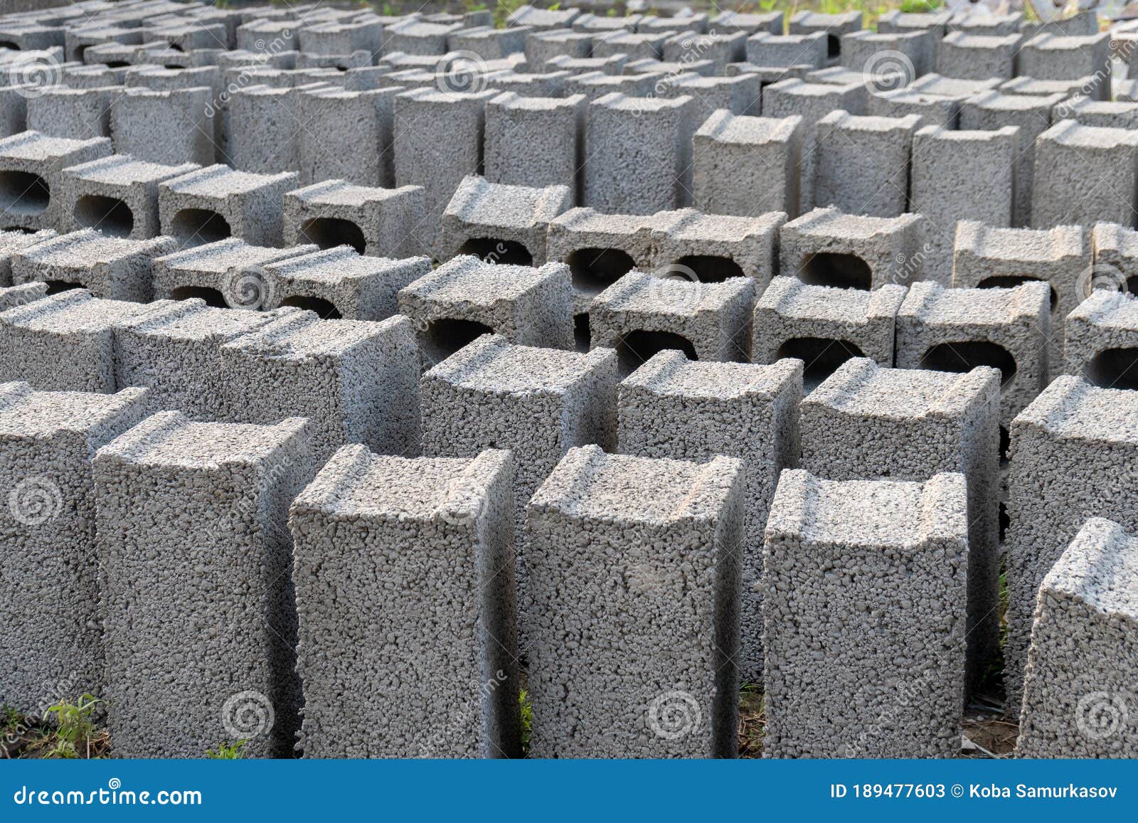 Stacks of Gray Concrete Blocks on the Ground Stock Image Image of