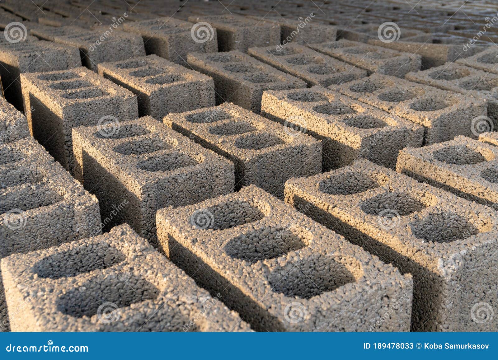 Stacks of Gray Concrete Blocks on the Ground Stock Image Image of