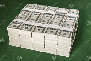 Stacks Of One Million US Dollars In Hundred Dollar Banknotes On Stock 