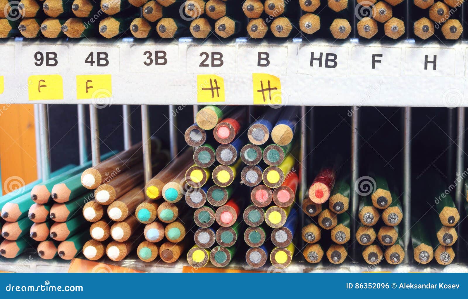 Stacks of pencils in store stock photo. Image of pencil 86352096