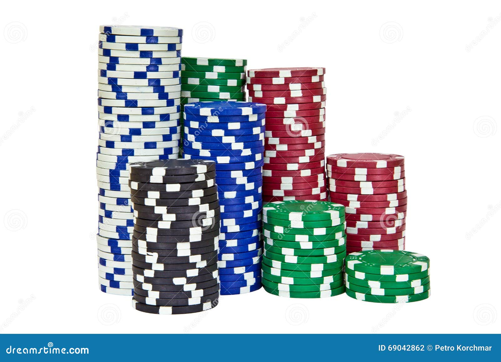 Stacks of Poker Chips Including Red, Black, White, Green and Blu Stock Photo Image of game