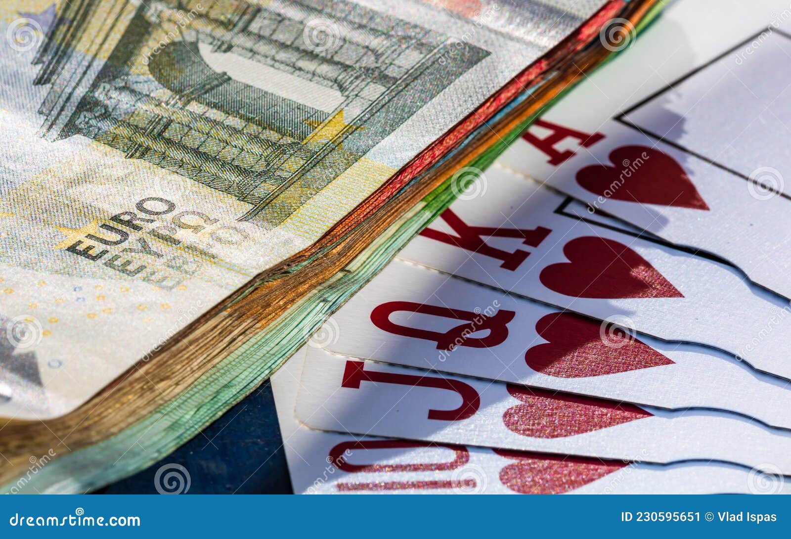 Stacks of Poker Chips with Money and Cards Stock Image Image of cards