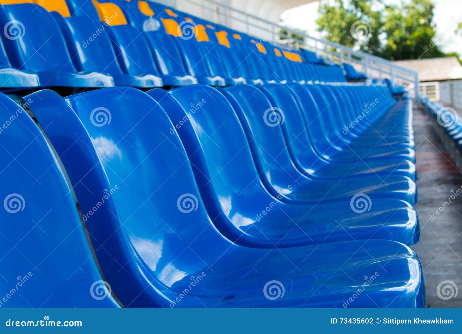 Stadium chairs stock photo. Image of field, seat, colorful 73435602