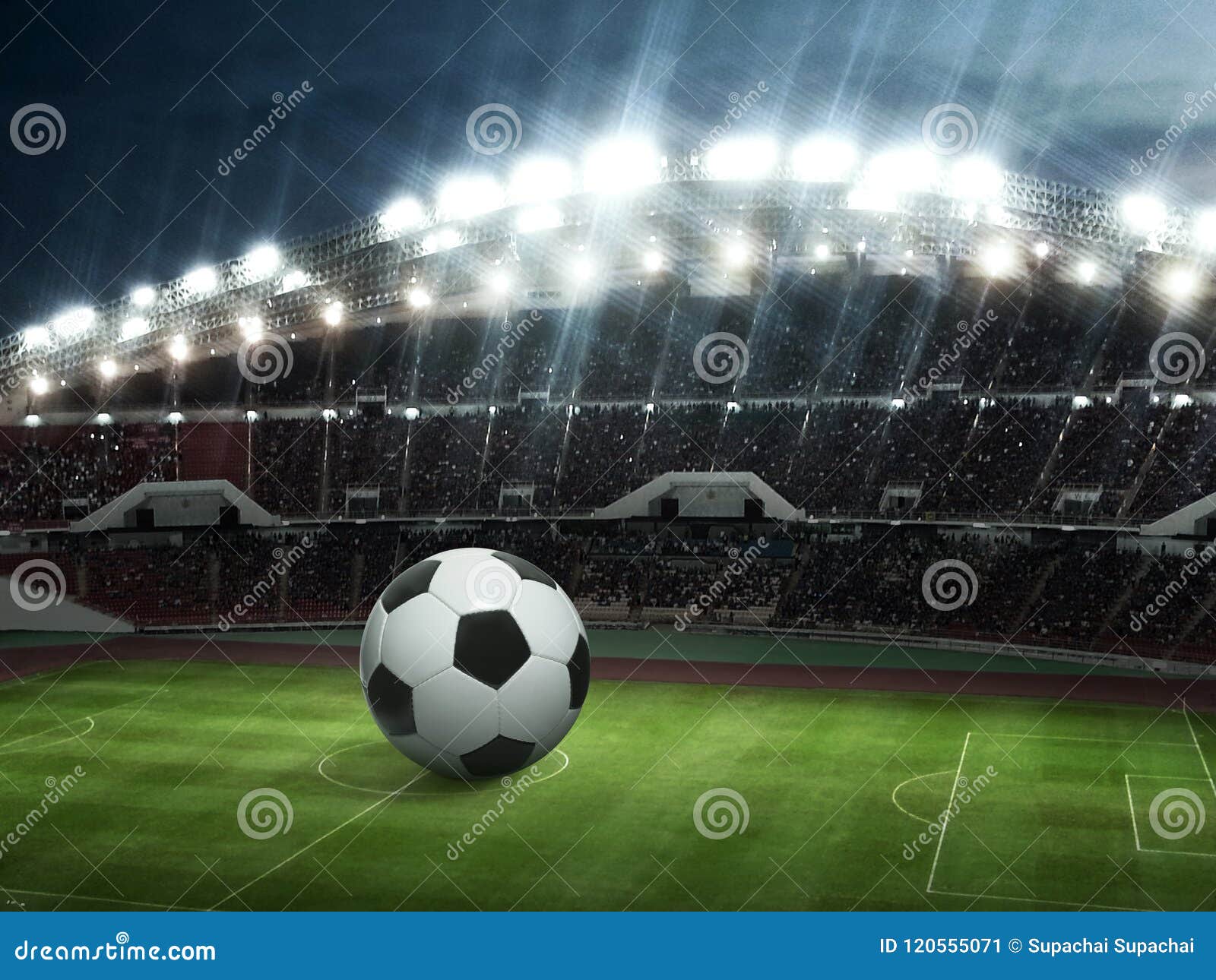 Stadium with Fans the Night before the Match Stock Image Image of