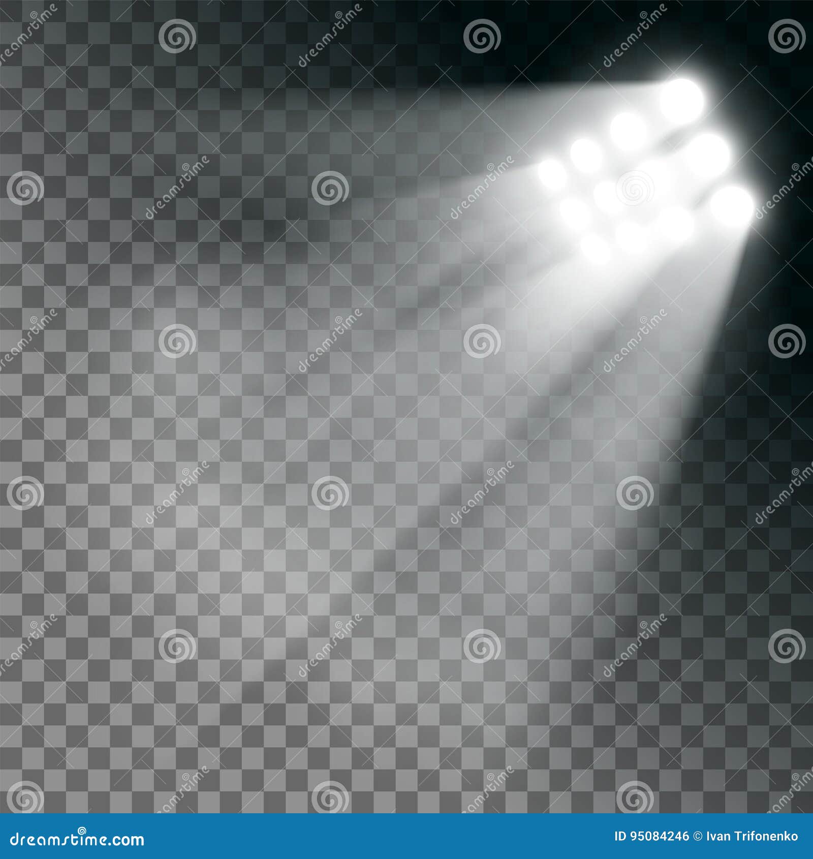 Stadium Lights Effect on a Transparent Background. Stock Vector