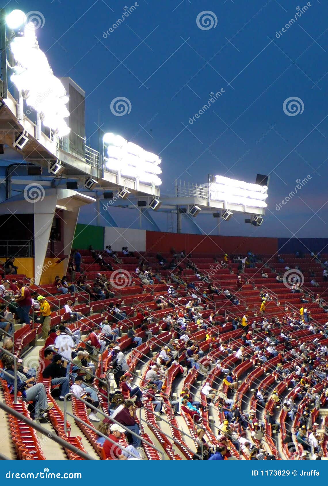 stadium seating at night game