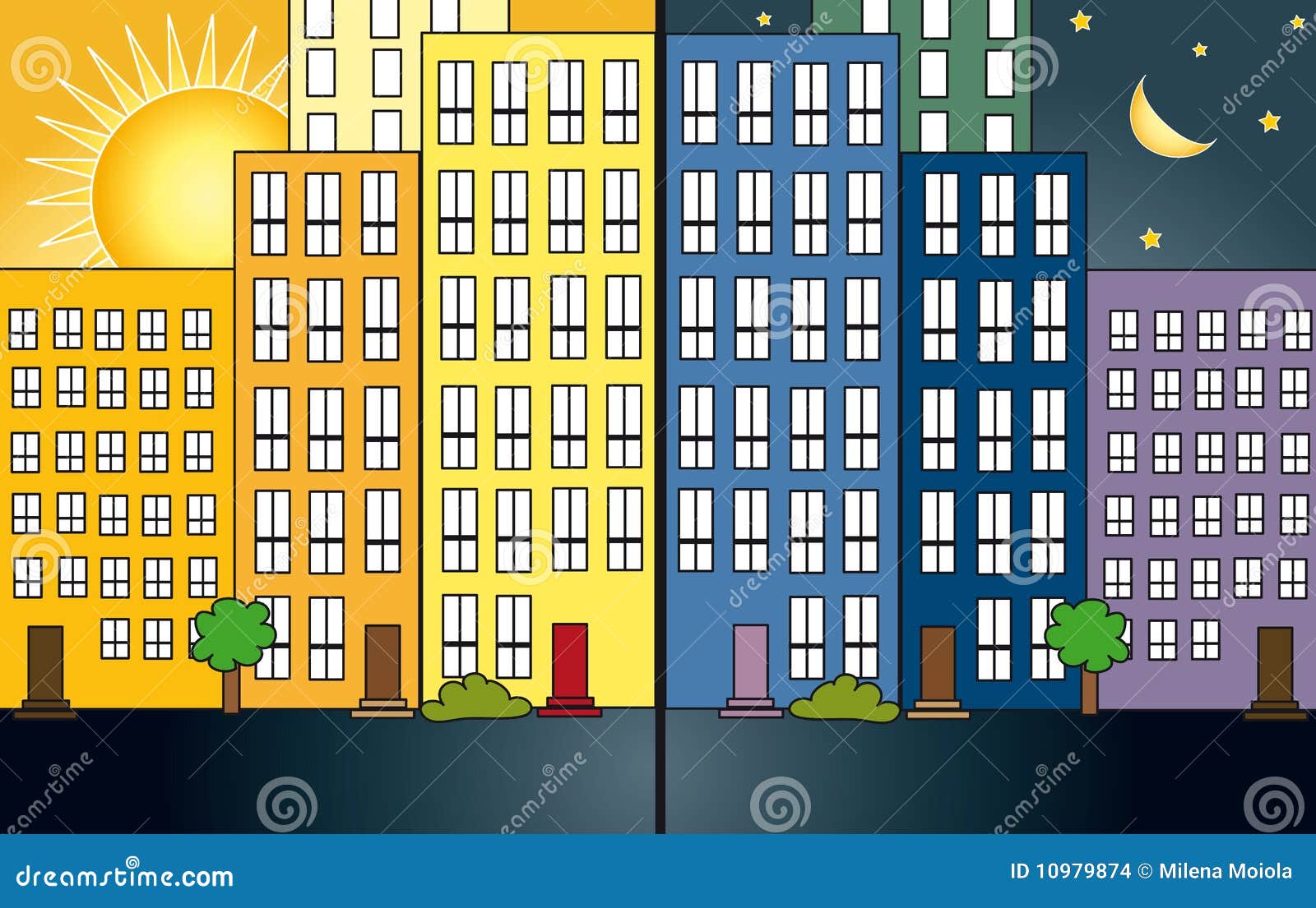 Stadsdagnatt. Natt för stadsdagillustration